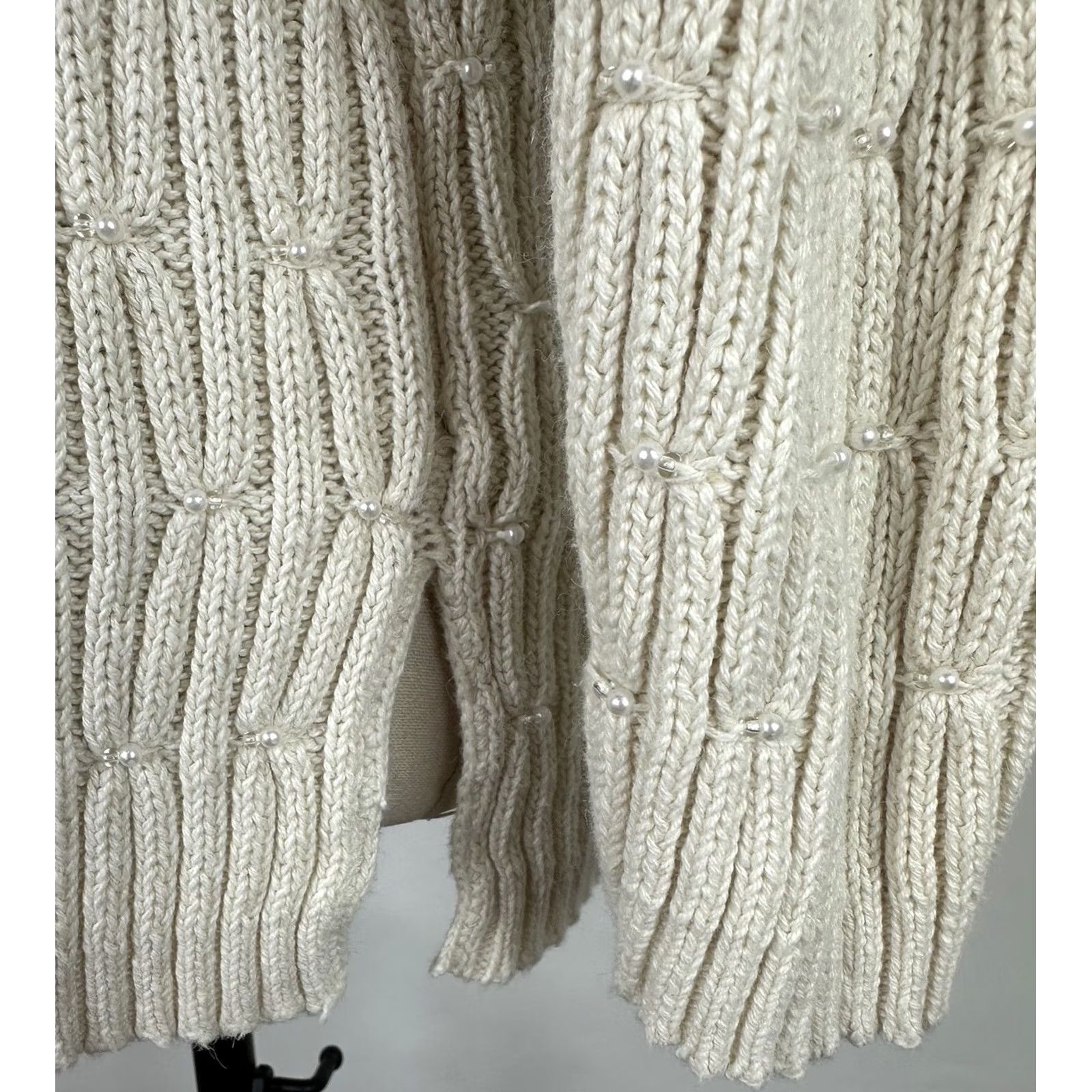 Vintage VINTAGE Capacity Ivory Cotton Beaded Pullover Sweater Womens Small 90s Bohemian Retro Knit - Womens Size S / US 4 / IT 40 - 6 Thumbnail