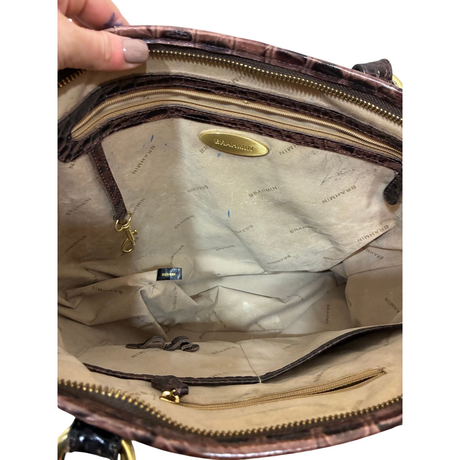 BRAHMIN Brahmin Coquette Pecan Melbourne Leather Asher Tote Bag EUC Size ONE SIZE - 7 Thumbnail