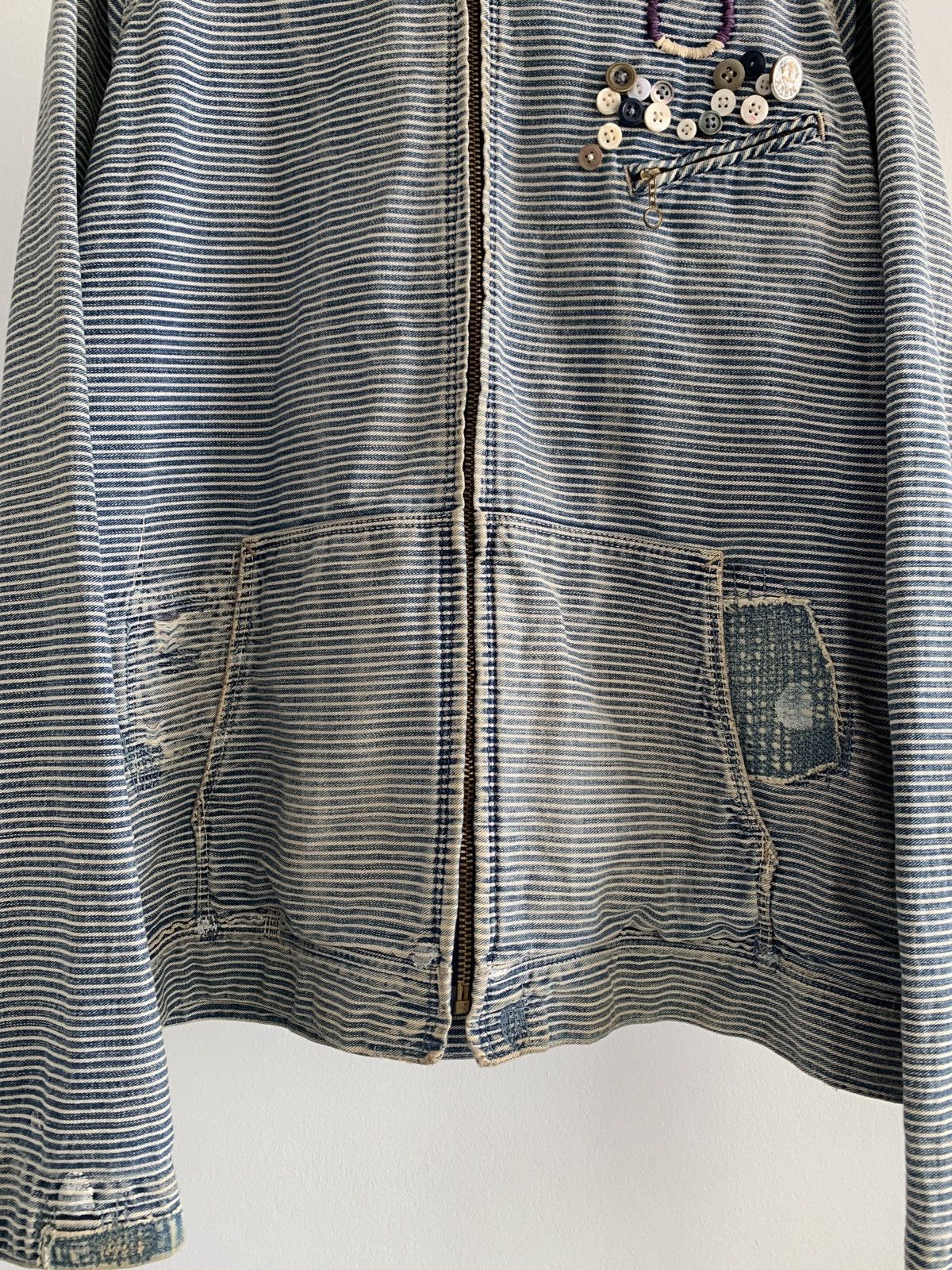 Kapital Kountry Kapital Indigo Stripe Button Patch Zip Jacket Size US M / EU 48-50 / 2 - 8 Thumbnail