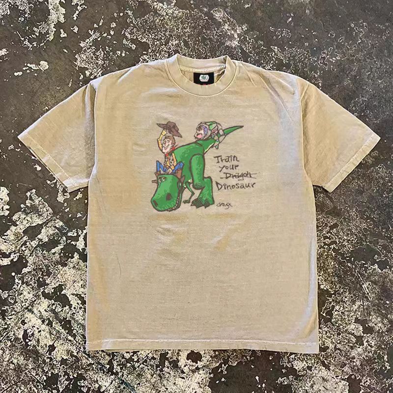 Japanese Brand × Vintage Beige casual retro dinosaur print t-shirt Size US M / EU 48-50 / 2 - 1 Thumbnail