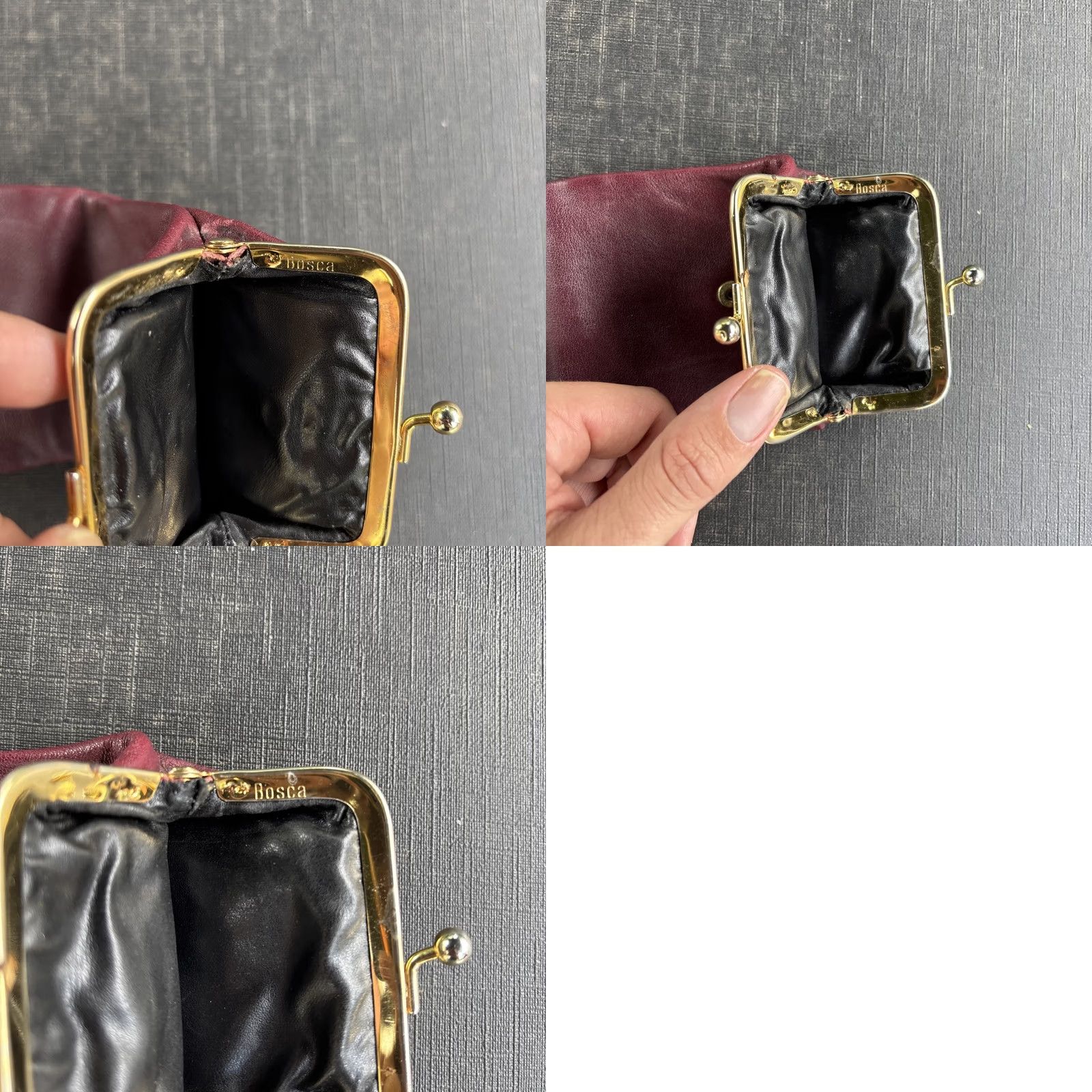 Bosca Bosca Double Kiss Lock Coin Pouch Purse Full Grain Leather USA MADE Burgundy Wallet Women Bag United States Coin Purse Size ONE SIZE - 9 Thumbnail