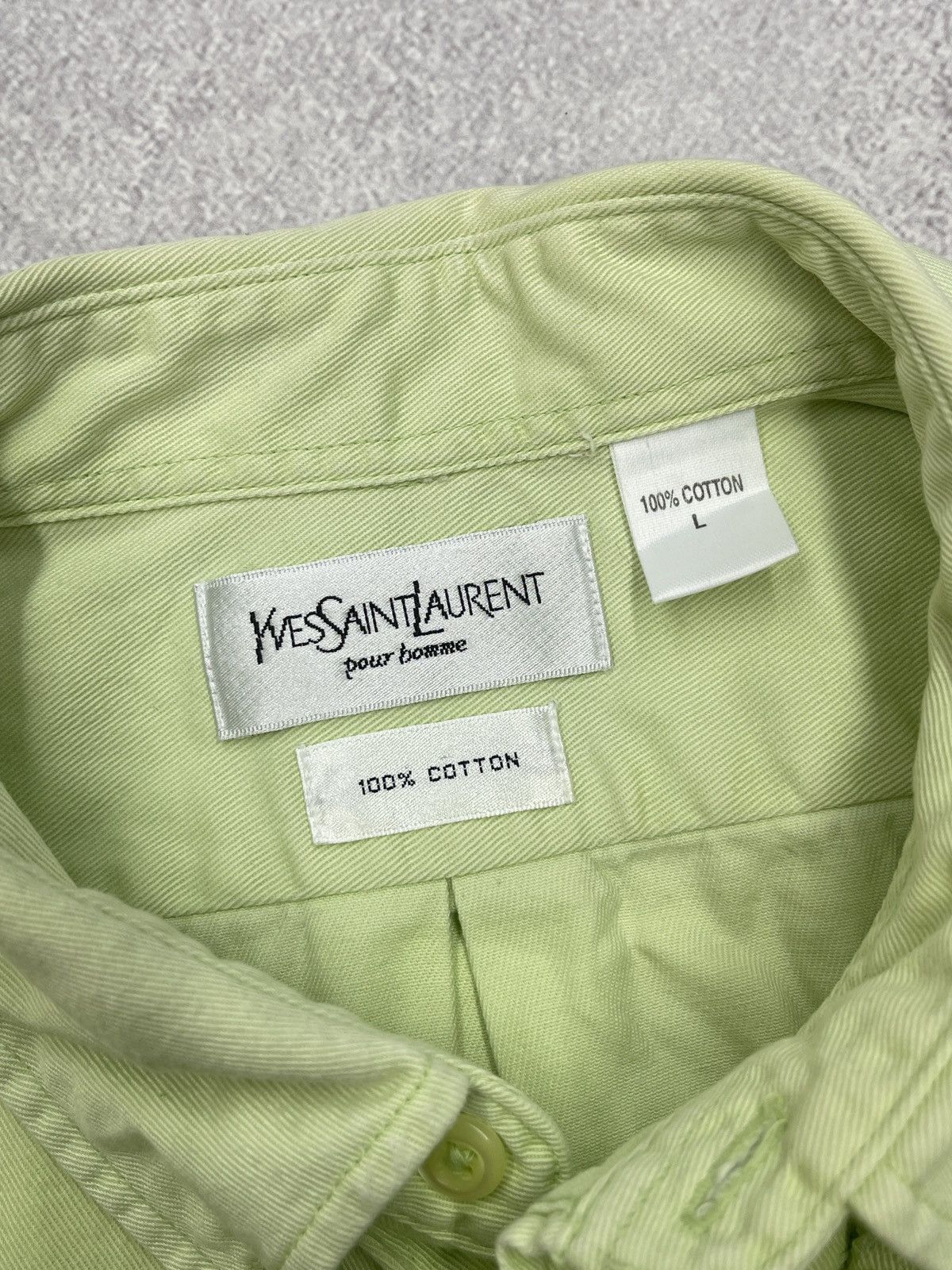 Yves Saint Laurent Vintage Yves Saint Laurent Cotton Shirt Green Luxury YSL Size US L / EU 52-54 / 3 - 7 Thumbnail