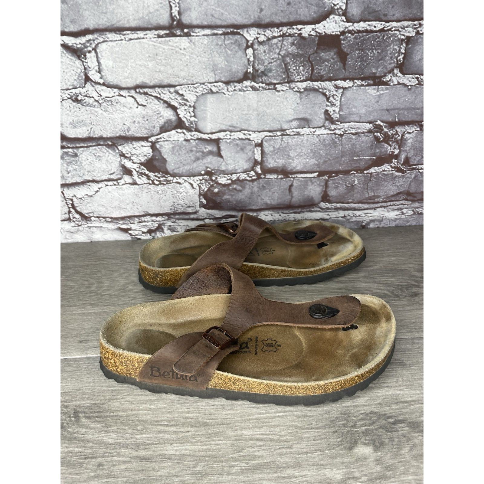 Birkenstock Betula Birkenstock Gizeh Brown Leather Cork Thong Sandals Wo Size US 8 / IT 38 - 1 Thumbnail