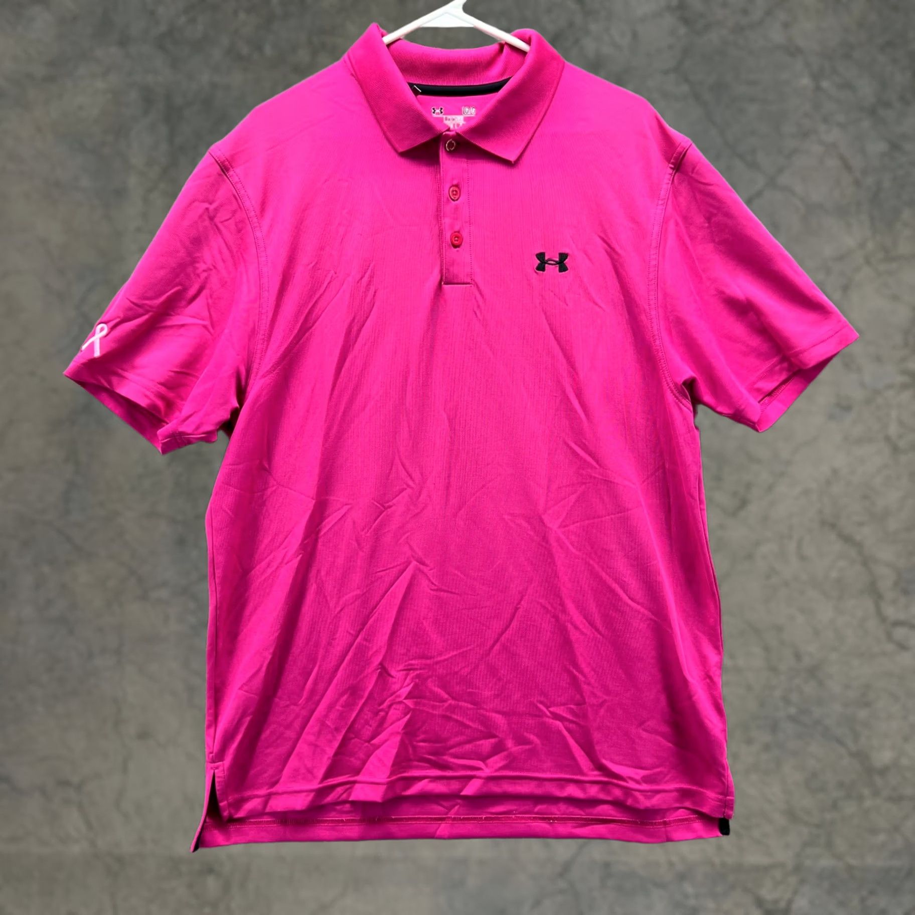 Under Armour VINTAGE Under Armour Polo Shirt Men L Pink HeatGear Golf Athletic UA Shirt Short Sleeve Collared Button Logo All Seasons Regular Mens Size US L / EU 52-54 / 3 - 1 Thumbnail