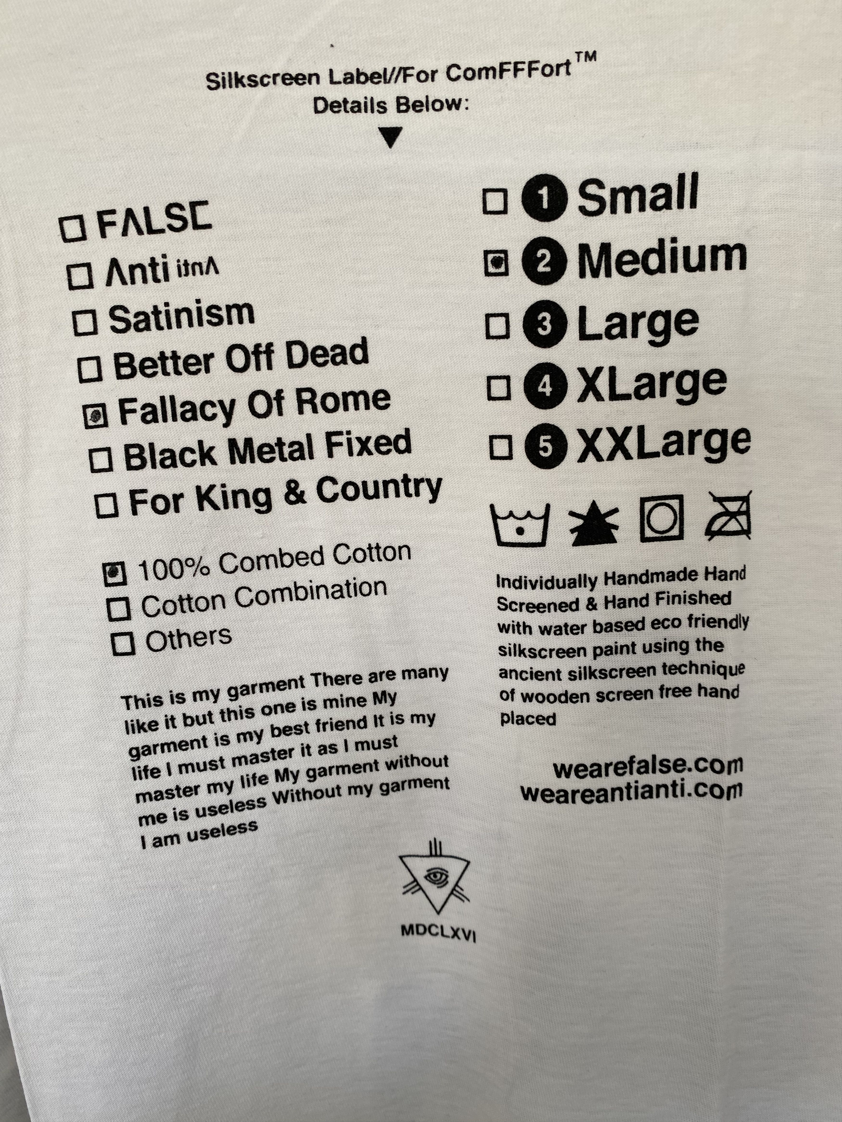 Other FALSE Perception (Anti Anti) "Fallacy of Rome" Hand-Screened Size US M / EU 48-50 / 2 - 3 Thumbnail