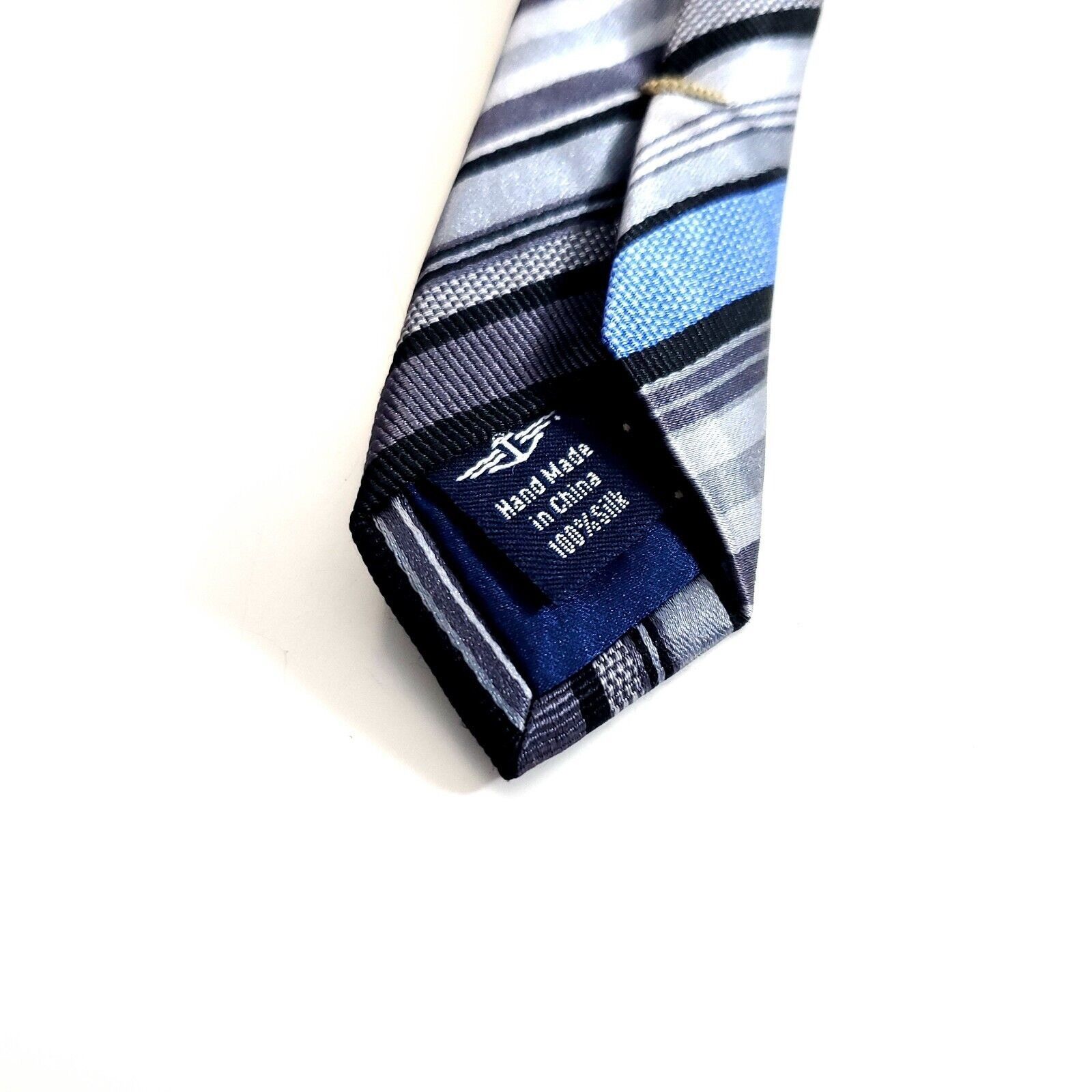 Dockers Dockers Stain Resistant Gray Woven Striped Blue Silk Tie Size ONE SIZE - 5 Thumbnail