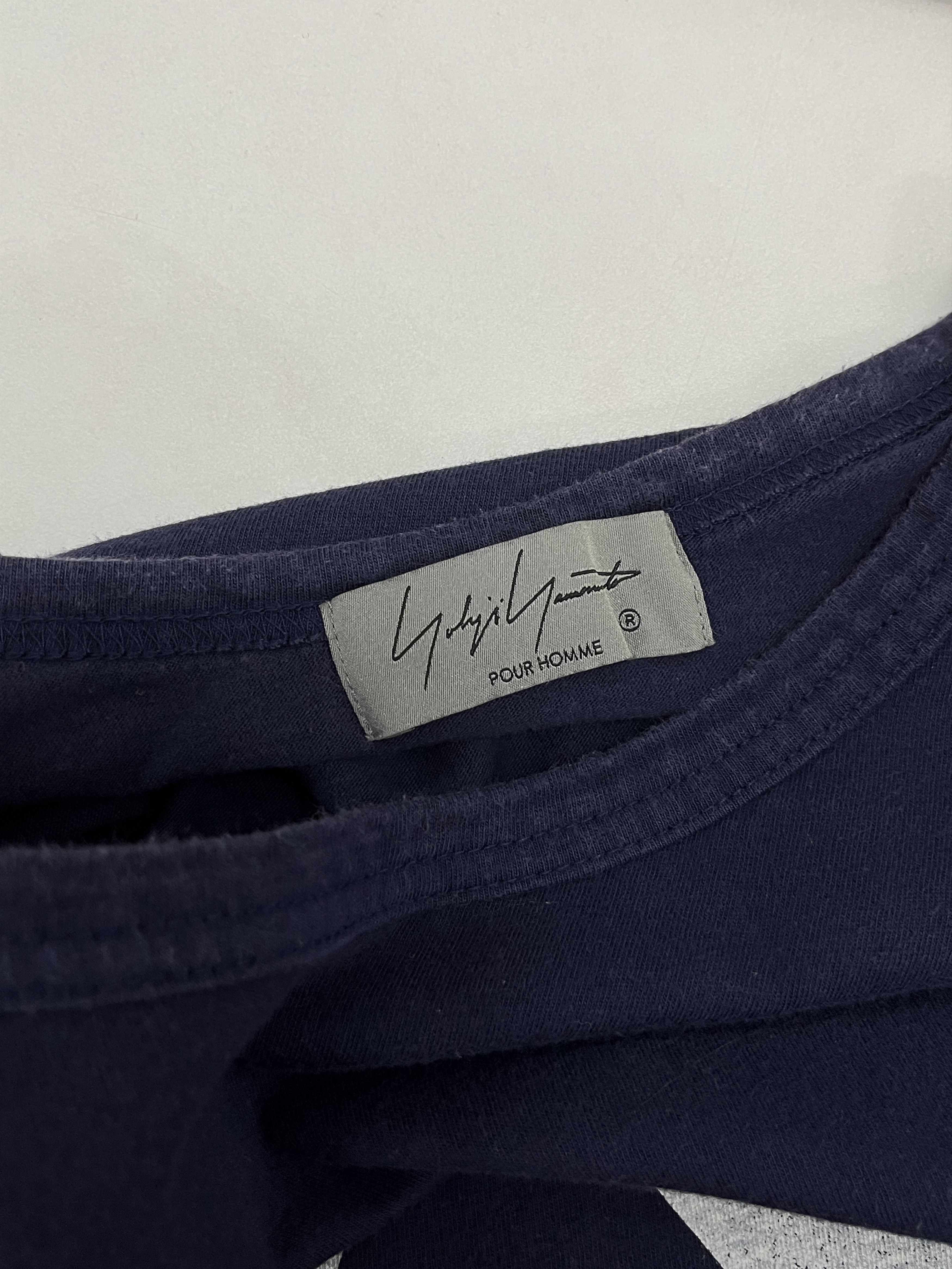 Yohji Yamamoto Yohji Yamamoto Pour Homme Navy Logo Print T-Shirt Size US L / EU 52-54 / 3 - 4 Thumbnail