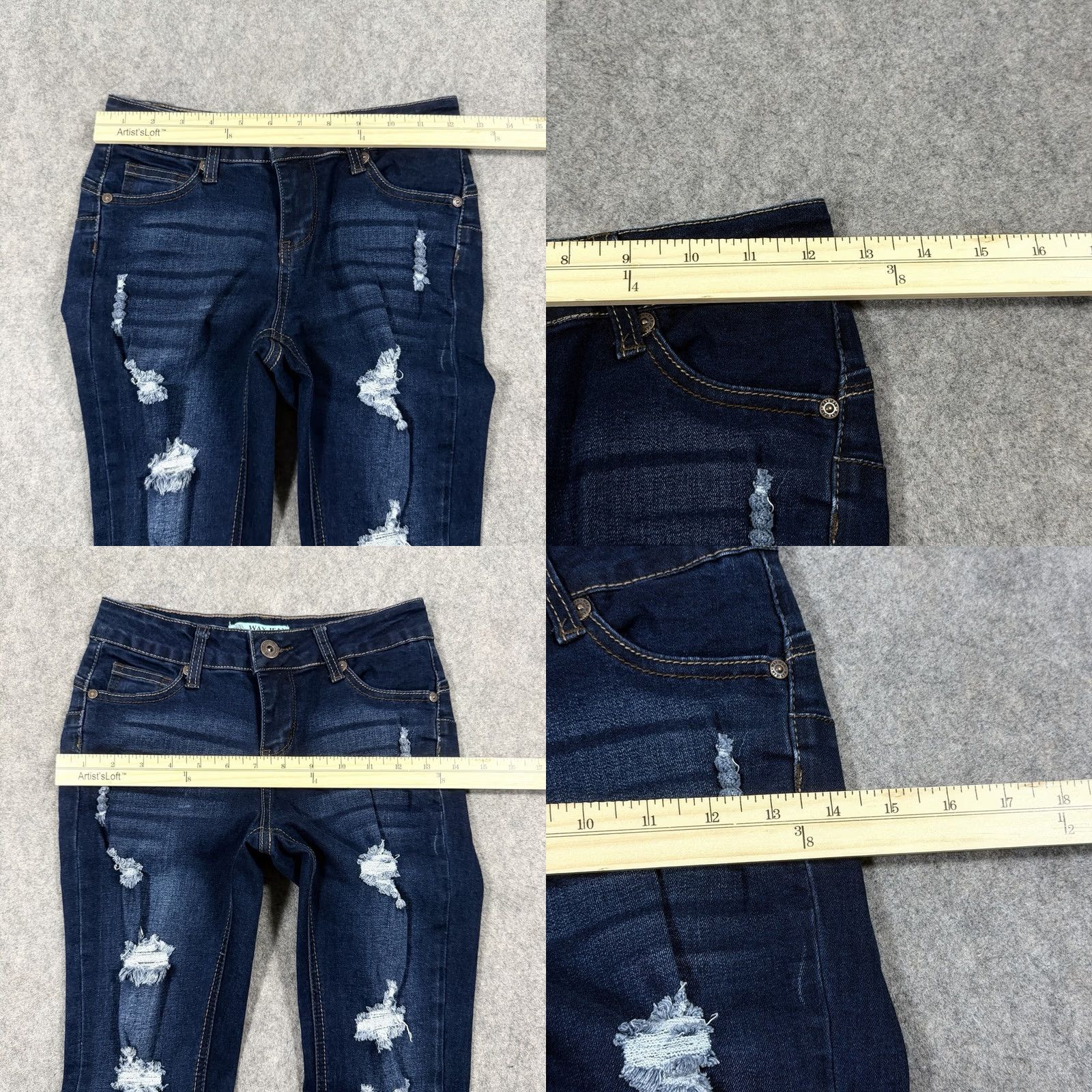 Vintage Wax Jean Stretch Distressed Cuffed Jeans Women's Size 0 Blue Size 25" / US 0 / IT 36 - 8 Thumbnail