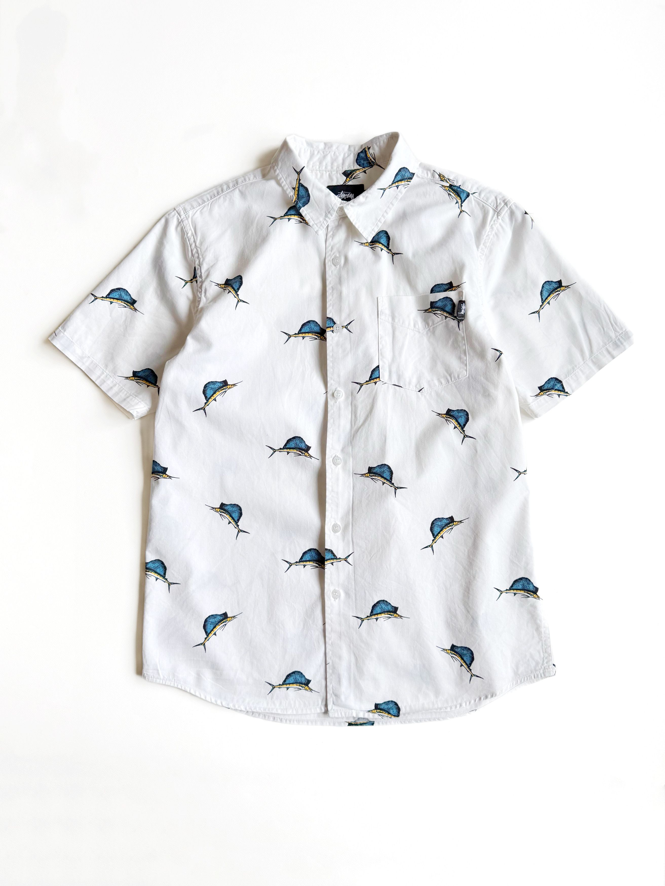 Stussy Stüssy Big Catch Marlin Short Sleeve Button Up Shirt (S) Size US S / EU 44-46 / 1 - 1 Thumbnail