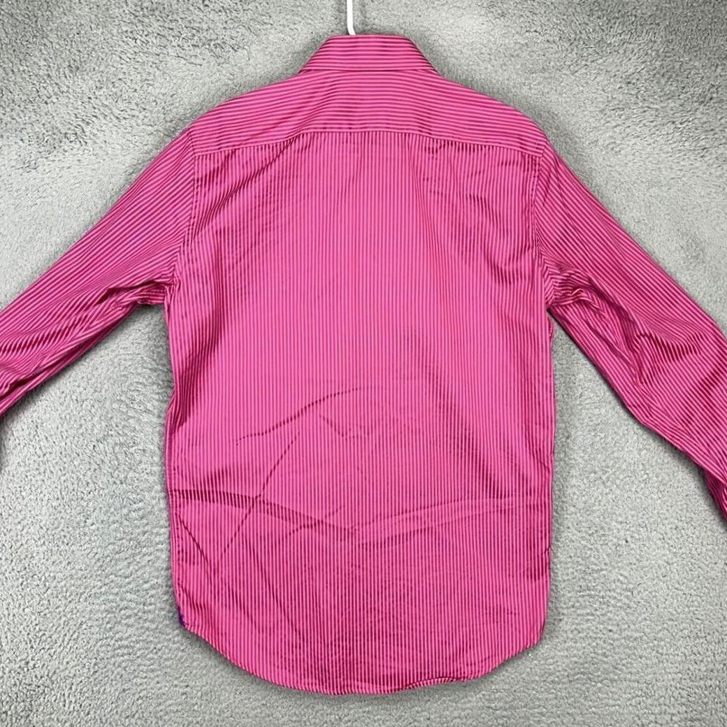 Robert Graham Robert Graham Dress Shirt Mens 16-41 Pink Purple Striped Flip Cuff Barrel Cuff Long Sleeve Cotton Casual Formal Preppy Mens Regular Size L Size 42R - 3 Thumbnail