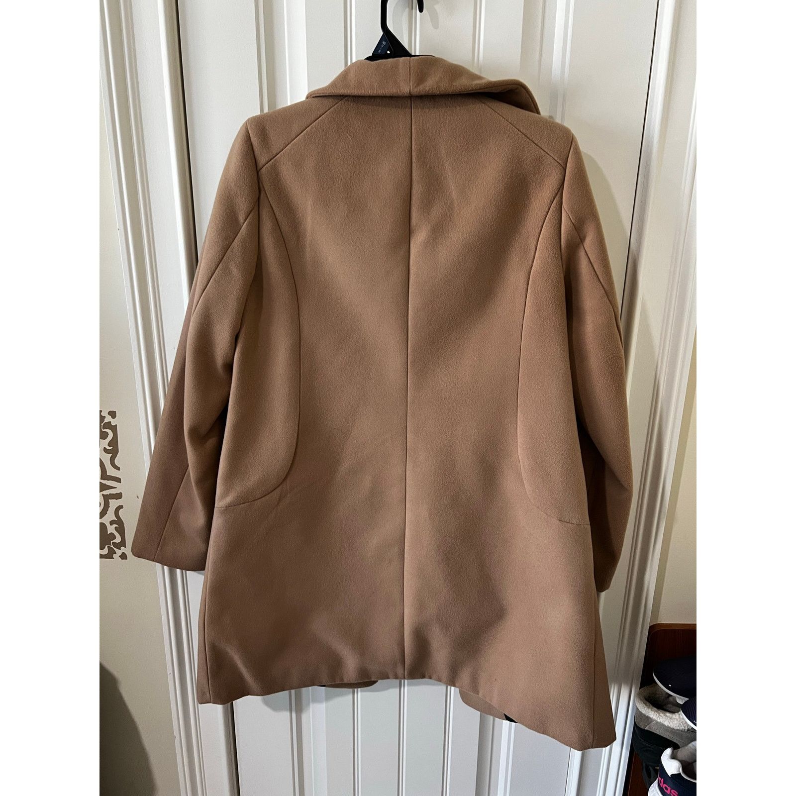 Covington Cocoon Long Tan Pea Coat Tweed Zip-up Jacket Pockets Medium Size M / US 6-8 / IT 42-44 - 13 Thumbnail