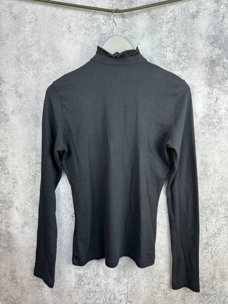 Tory Burch Tory Burch Black Ruffle Trim Henley Long Sleeve Top Size M / US 6-8 / IT 42-44 - 2 Thumbnail