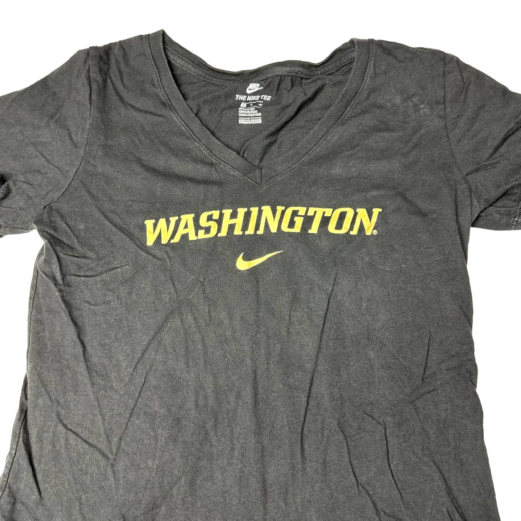 Nike Nike Tee Shirt Womens Size S Black Cotton UW Huskies VNeck Swoosh Logo Shirt Size S / US 4 / IT 40 - 2 Thumbnail