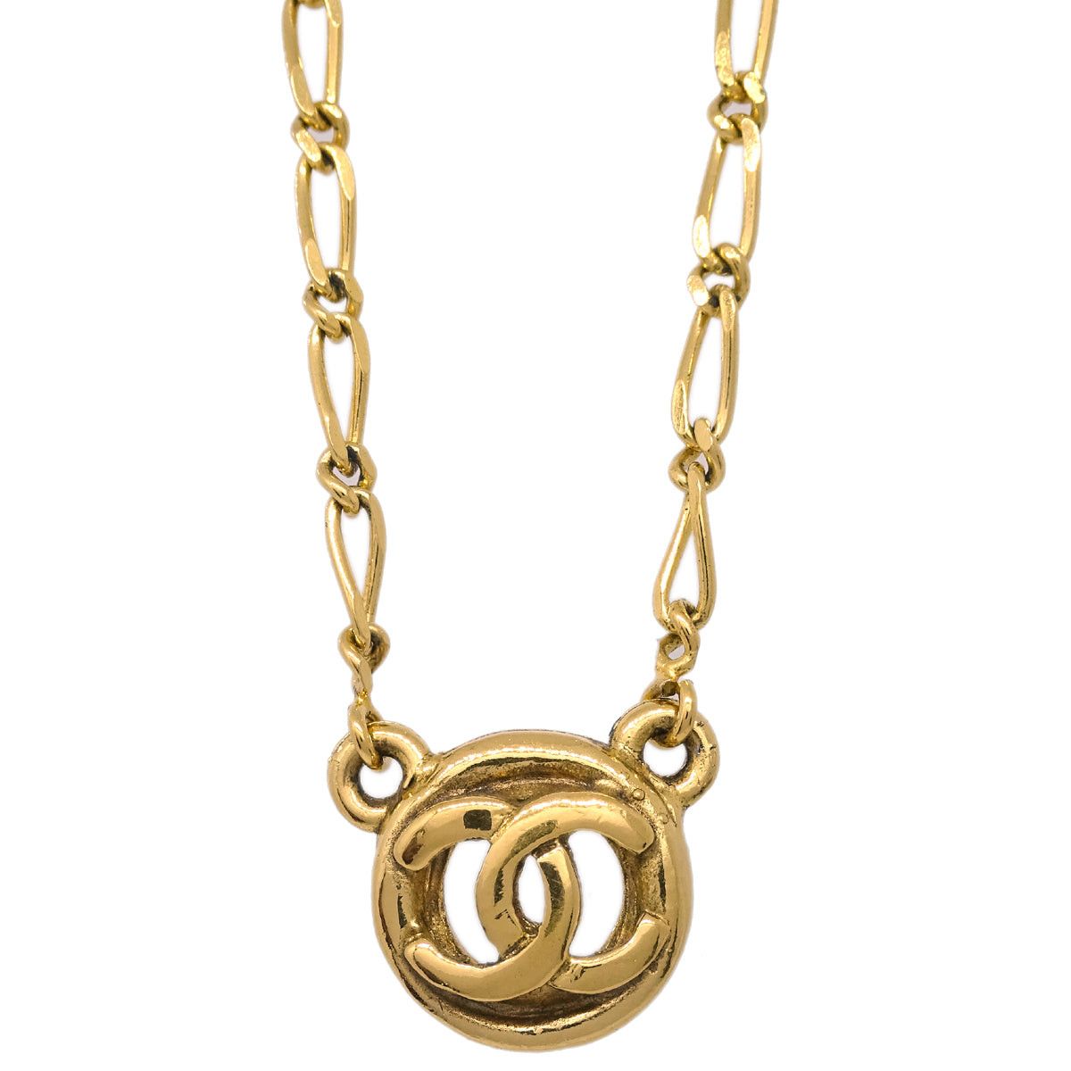 image of Chanel Medallion Pendant Necklace Gold 1982 191180, Women's