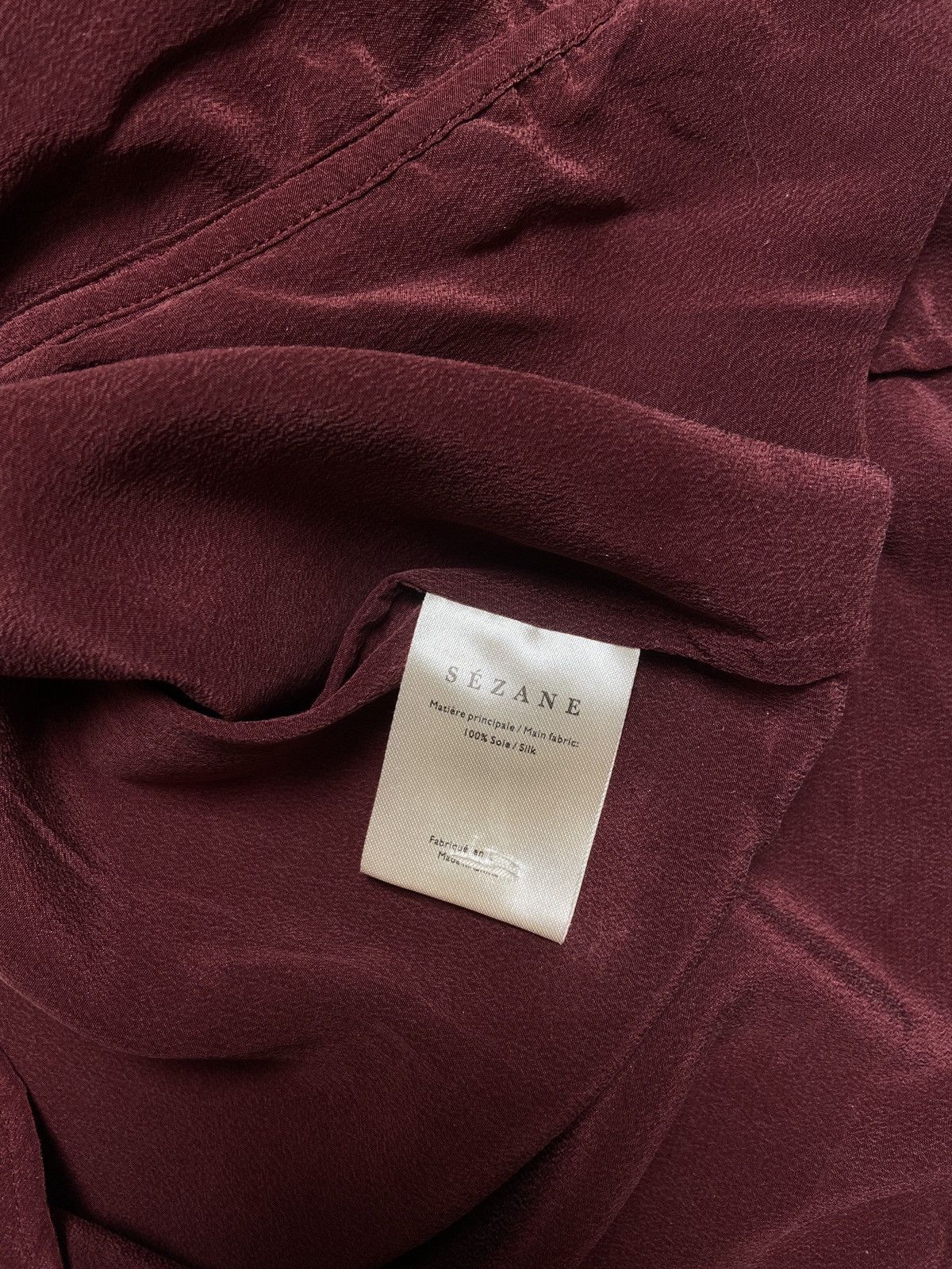 Sezane SEZANE Burgundy Silk Blouse Shirt Size XS / US 0-2 / IT 36-38 - 6 Thumbnail