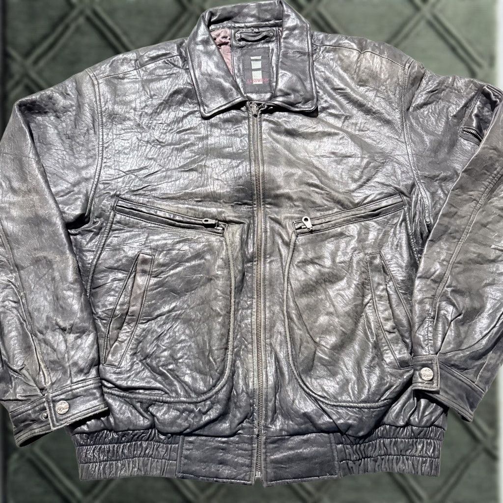 Vintage VINTAGE Eastwind Leather Flight Bomber Jacket Black Retro Zipper Men Size 52 Size US L / EU 52-54 / 3 - 1 Thumbnail
