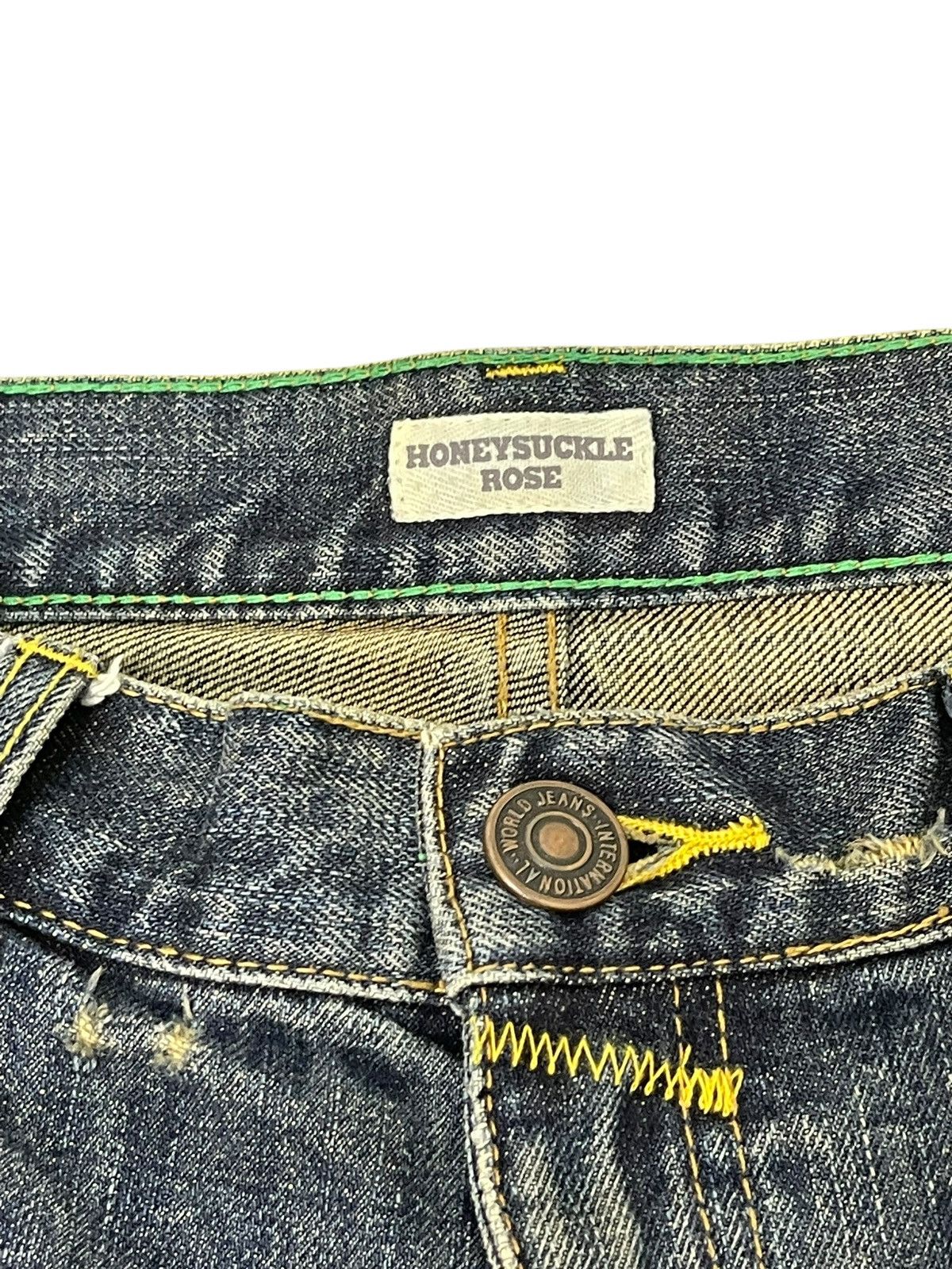 Japanese Brand Flare Jeans Honeysuckle Rose Faded Distress Boot Cut 7🟦 Size US 29 - 9 Thumbnail