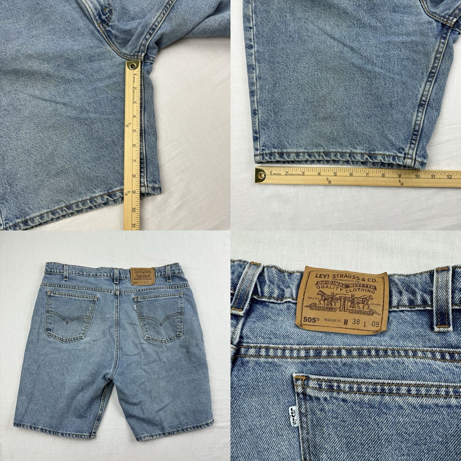 Levi's VINTAGE Levi's 505 Jean Shorts Mens Regular 38 Blue White USA 90s Grunge Punk Hipster Baggy Chino Style Size US 38 / EU 54 - 8 Thumbnail