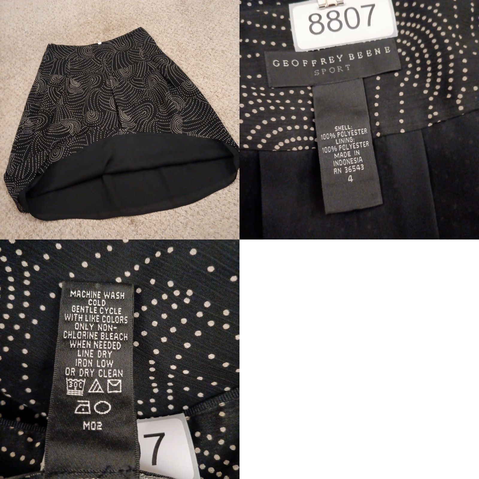 Geoffrey Beene Geoffrey Beene Skirt Women Knee Length A-Line Black Geometric Pleated Lined Size 4 Size 27" / US 4 / IT 40 - 8 Thumbnail