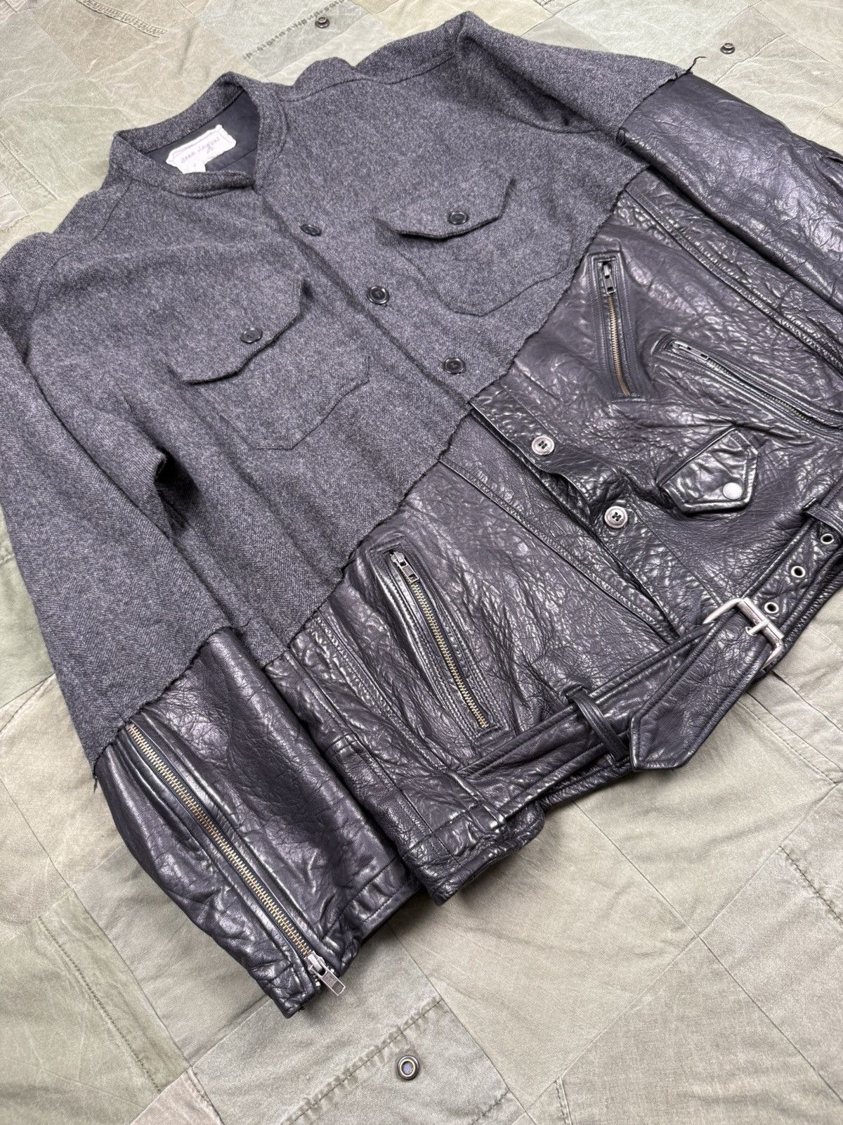 Greg Lauren 50/50 Leather Jacket / Wool Coat Size US L / EU 52-54 / 3 - 2 Thumbnail