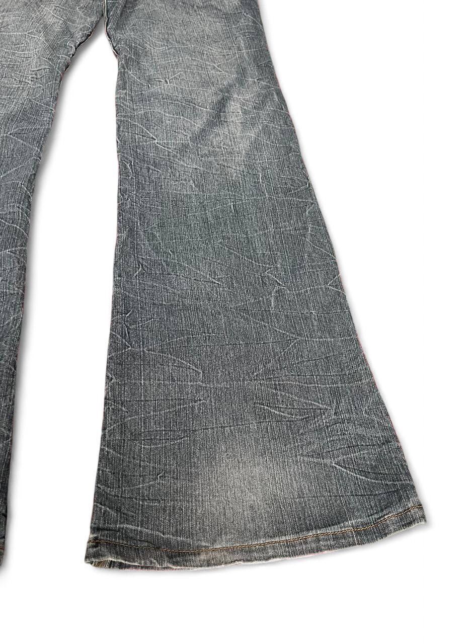 Japanese Brand Flared Aston Jeans distressed thrashed ripped thunder lgb Size US 29 - 11 Thumbnail