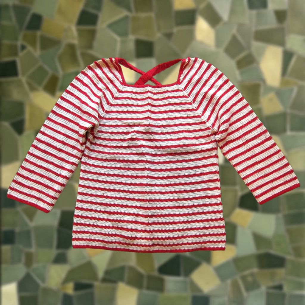 Vintage Lauren Moffatt Anthropologie Red White Stripe Cotton Knit 3/4 Sleeve Sweater Med Size M / US 6-8 / IT 42-44 - 1 Thumbnail
