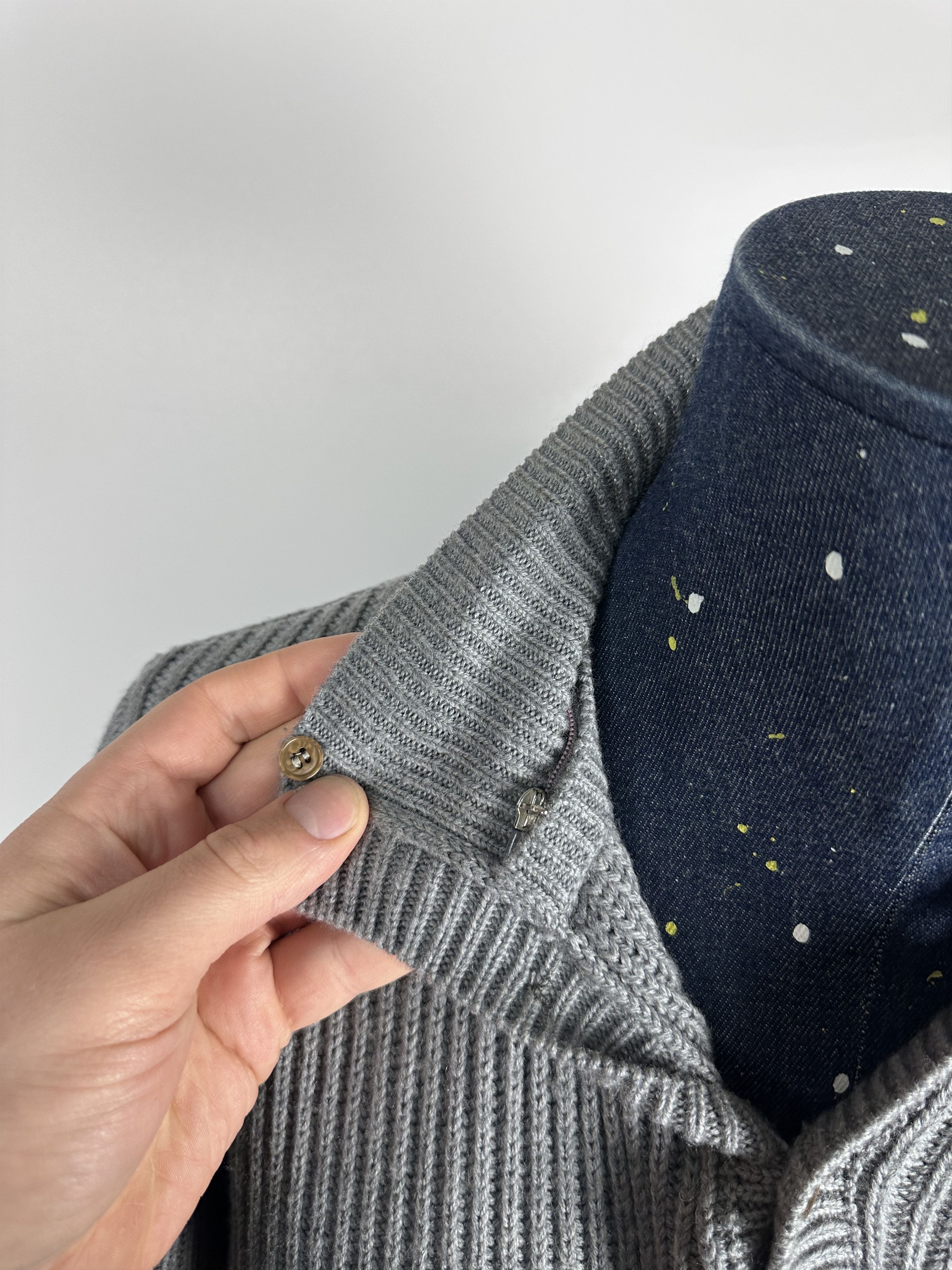 Grailed × Moncler × Vintage Moncler Vintage Wool Knit Sweater Gray High Neck 1\4 Zip M Size US M / EU 48-50 / 2 - 10 Thumbnail