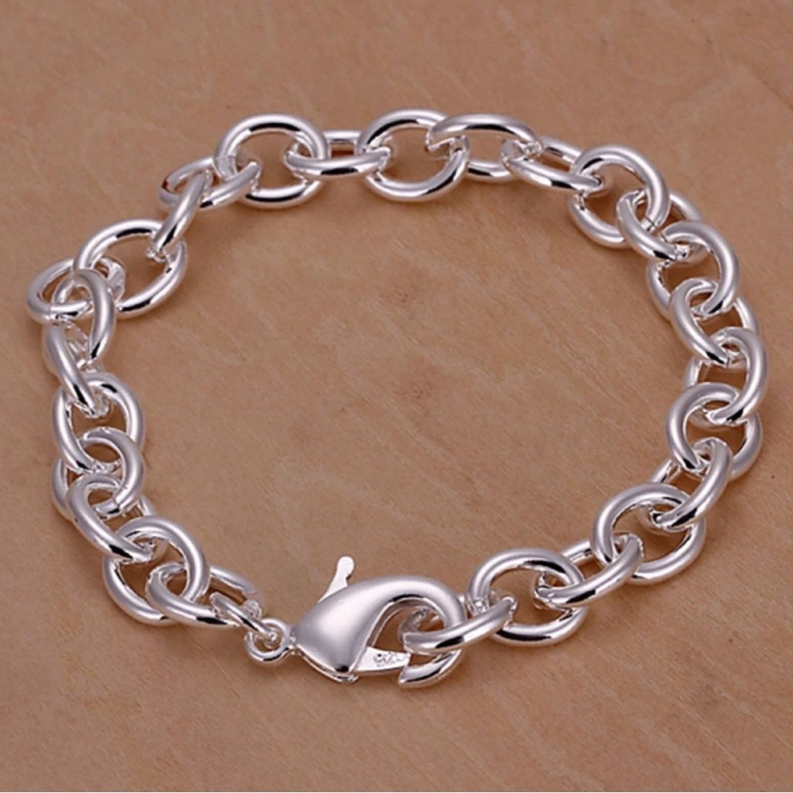 Other Sterling Silver Basic Chain Bracelet For Woman and Men 8” Size ONE SIZE - 1 Thumbnail