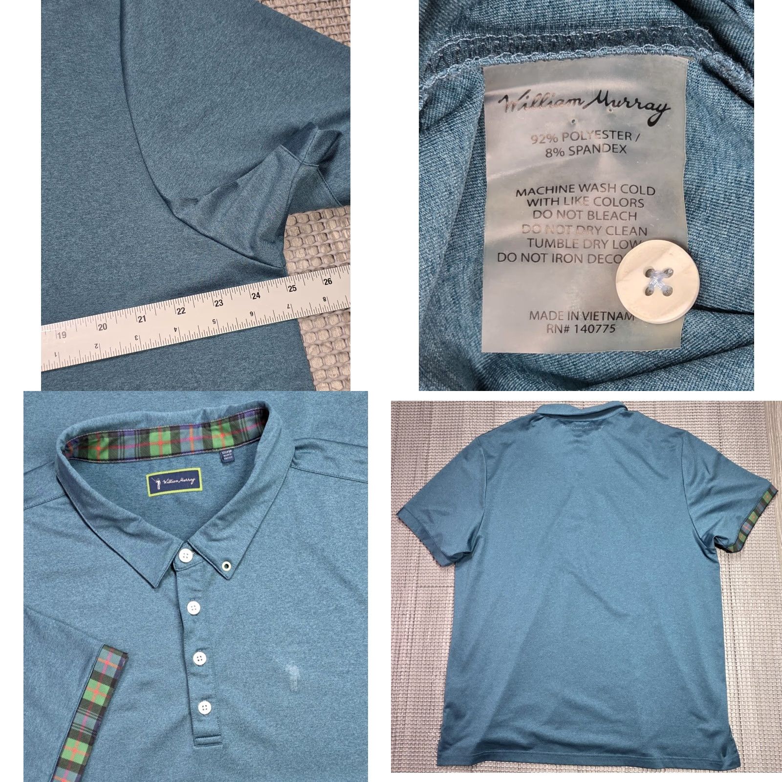 Vintage william murray Polo Shirt Golf 2XL Green Solid Short Sleeve Mens Polo Size US XXL / EU 58 / 5 - 8 Thumbnail