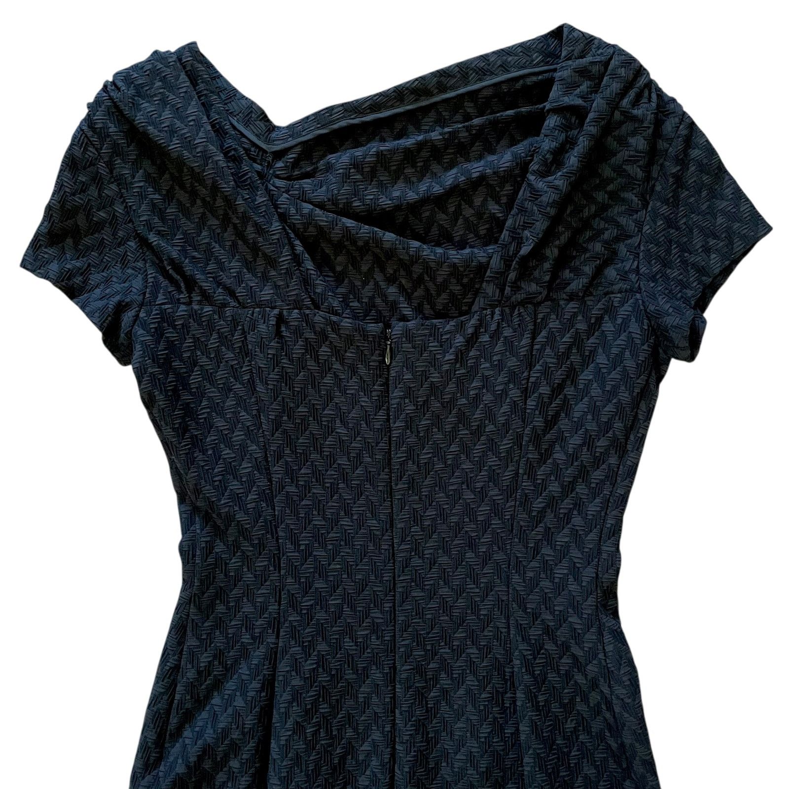 Nina Ricci Nina Ricci Black Chevron Pinch-Pleat Asymmetric Wiggle Dress Size S / US 4 / IT 40 - 7 Thumbnail