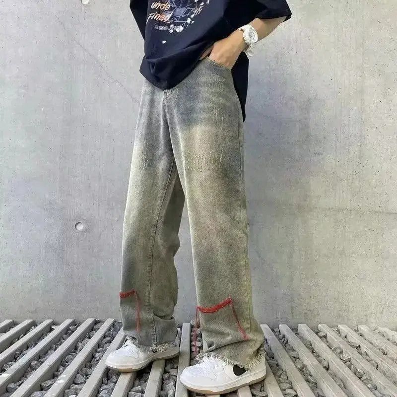 Japanese Brand Retro high street straight leg loose jeans Size US 32 / EU 48 - 6 Thumbnail