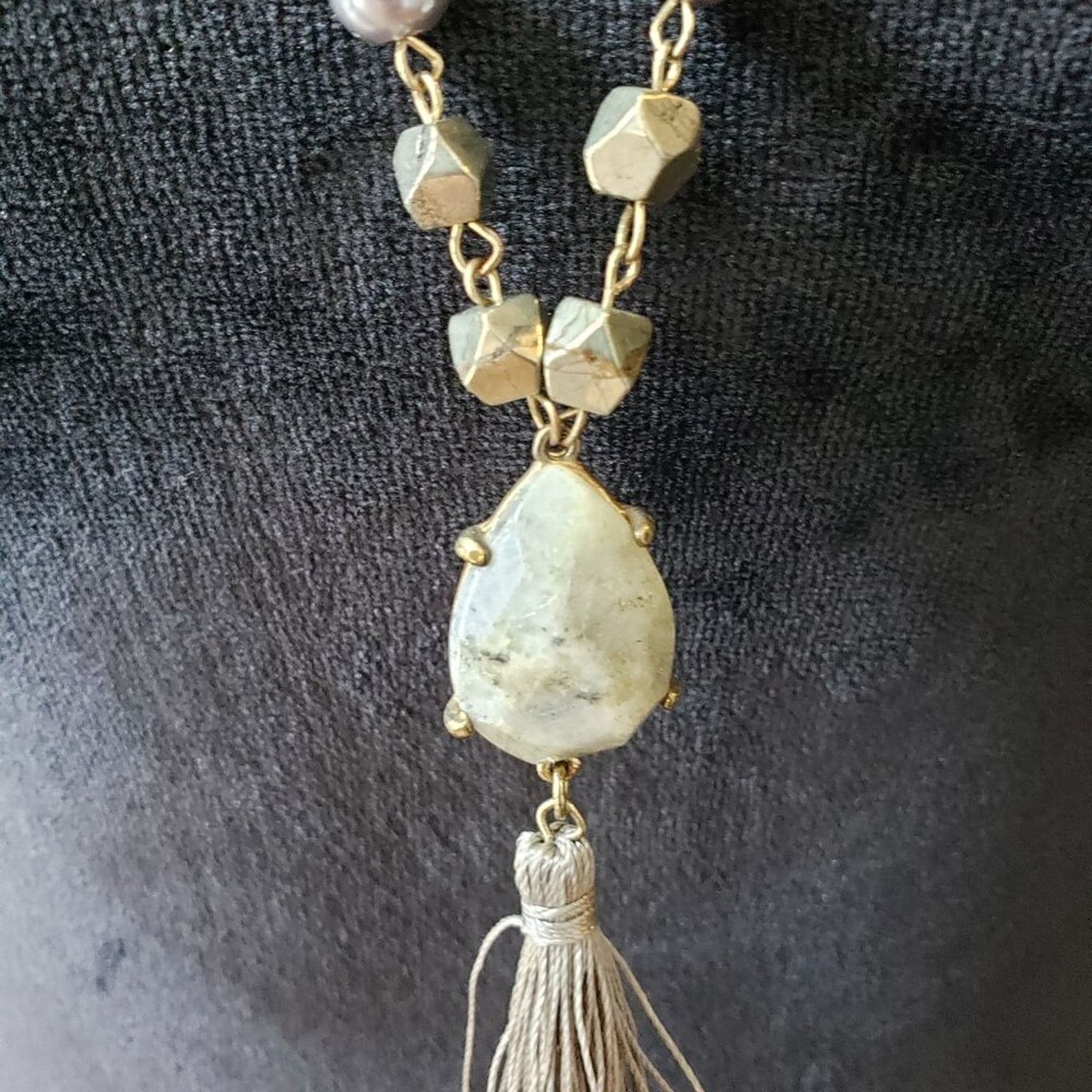 Loft Loft Womens Silver Natural Stones Drop Eye Tassel Necklace Size ONE SIZE - 4 Thumbnail