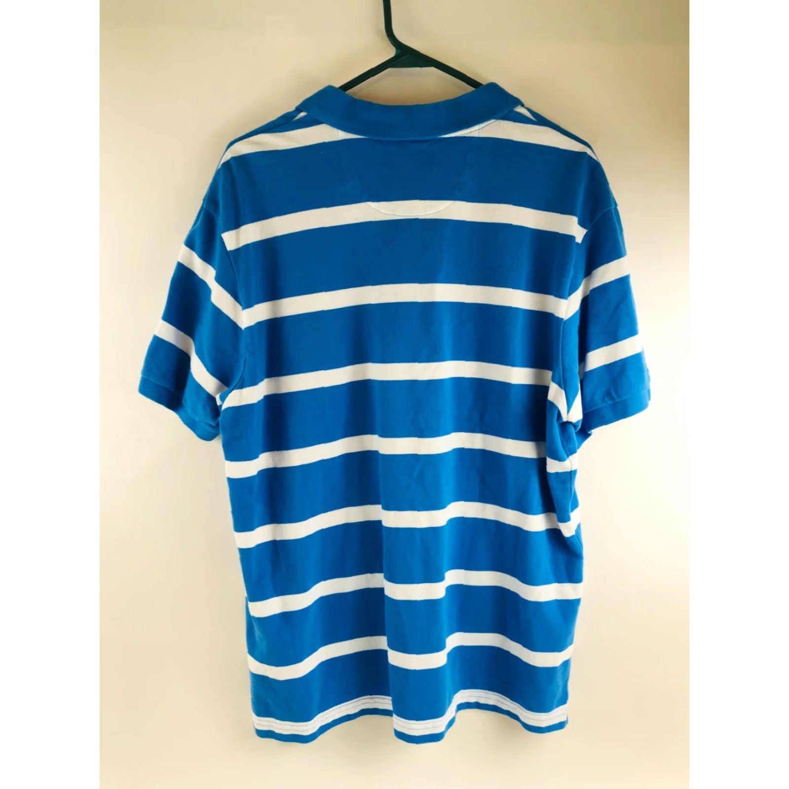 Chaps Chaps Polo Shirt Men's XL Blue White Striped 1/4 Button Up Short Sleeve Collared 100% Cotton Shirt Mens Size US XL / EU 56 / 4 - 2 Thumbnail