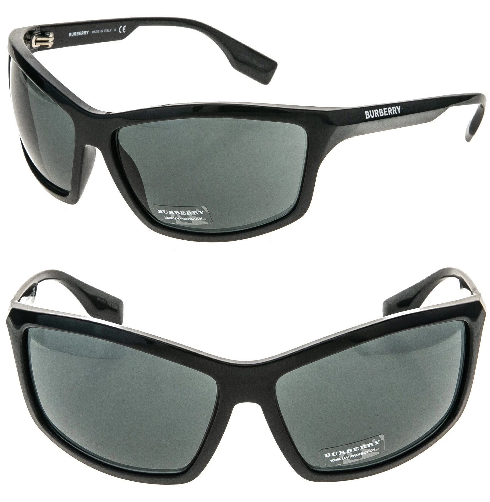 Burberry BURBERRY BE4297 4297 Wrap Mask Black Sunglasses Unisex Size ONE SIZE - 1 Thumbnail
