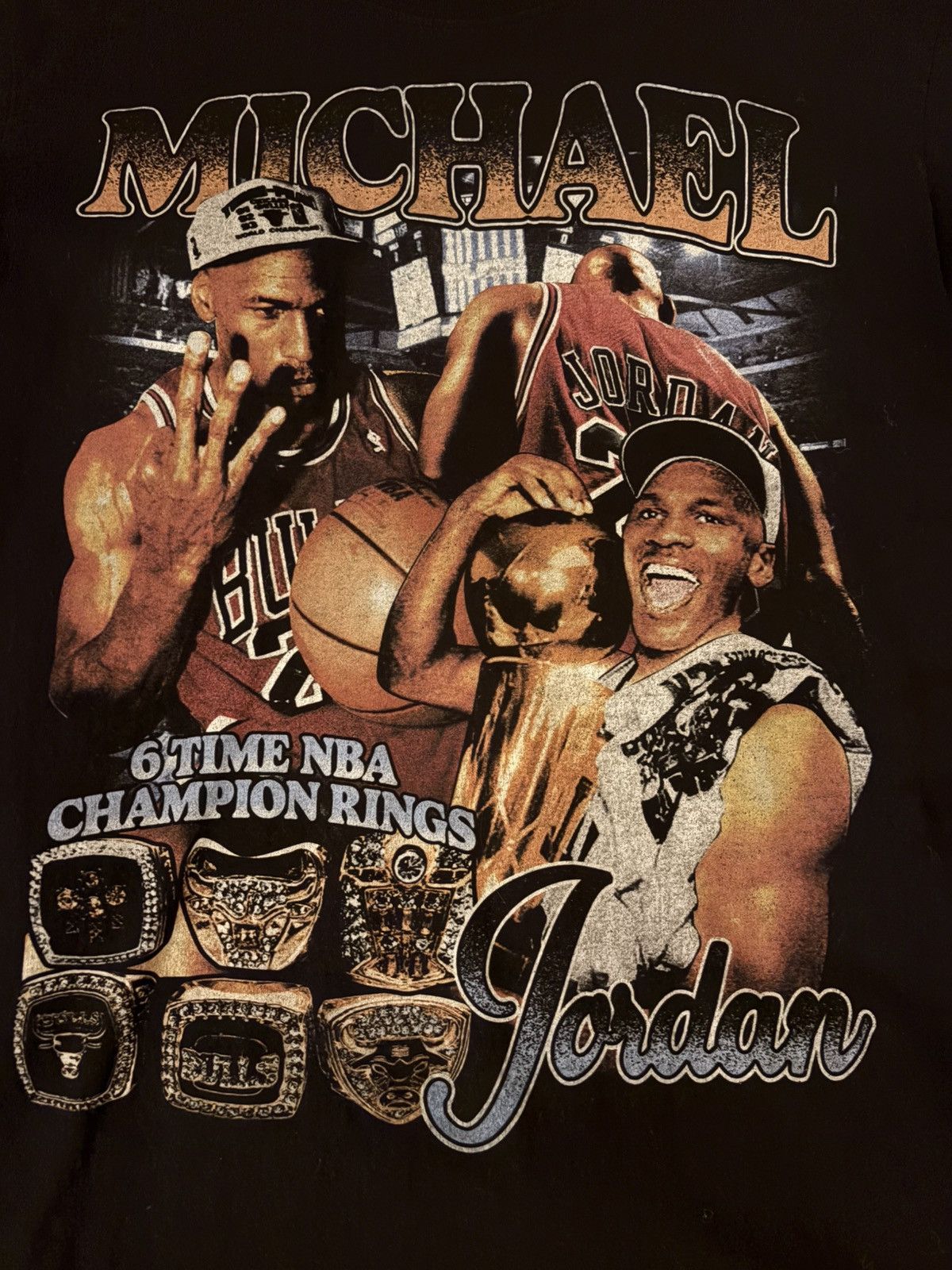 NBA Michael Jordan 6x Streetwear graphic tee Size US M / EU 48-50 / 2 - 2 Thumbnail