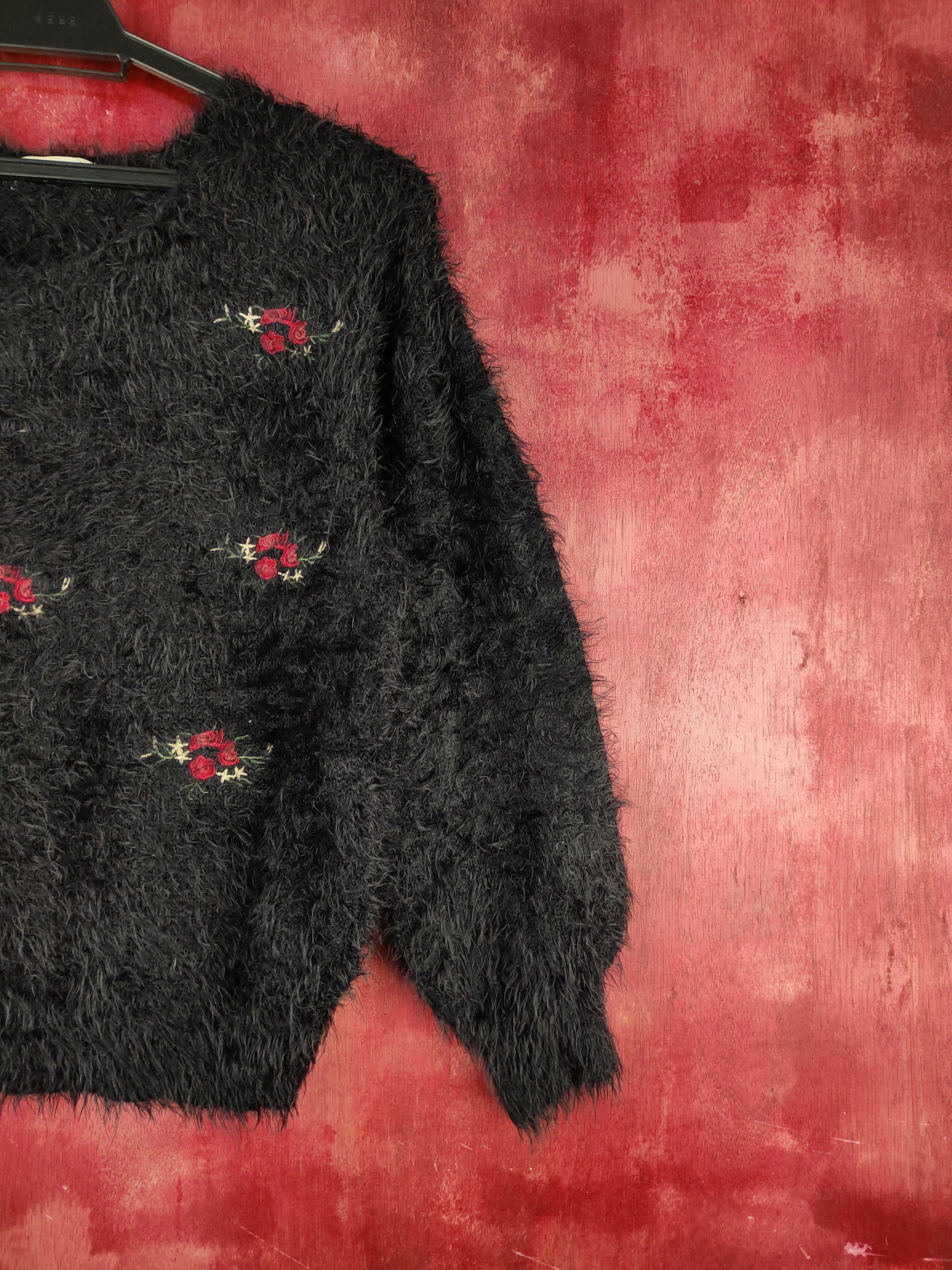 Aran Isles Knitwear × Japanese Brand × Vintage Earth Music & Ecology Black Fur Mohair Knitwear #S2089 Size S / US 4 / IT 40 - 6 Thumbnail