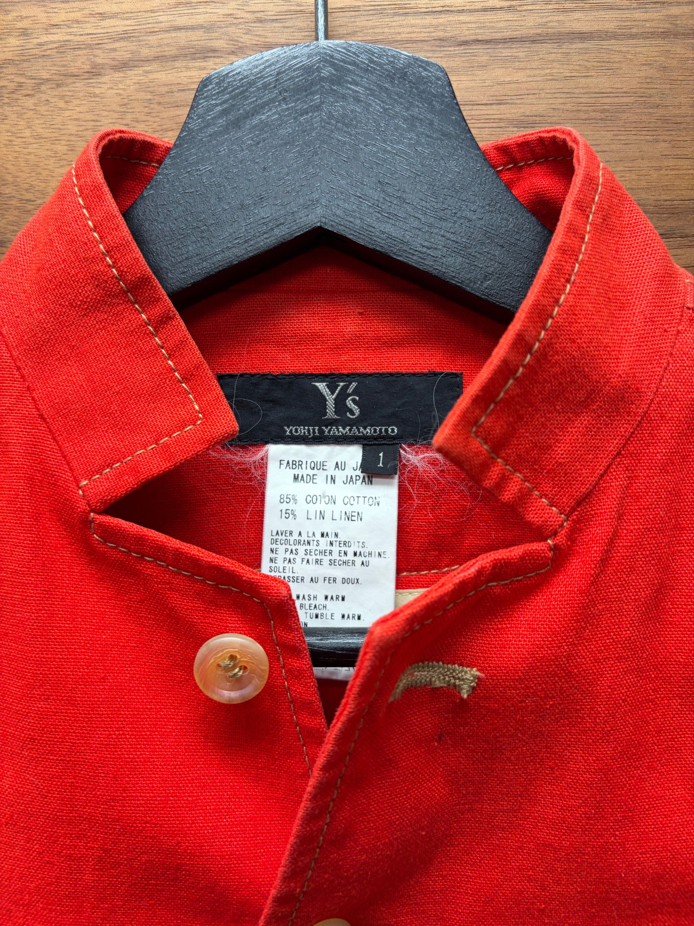 Yohji Yamamoto Vintage Yohji Yamamoto Y’s Red Cotton Curved Button Jacket Size S / US 4 / IT 40 - 3 Thumbnail