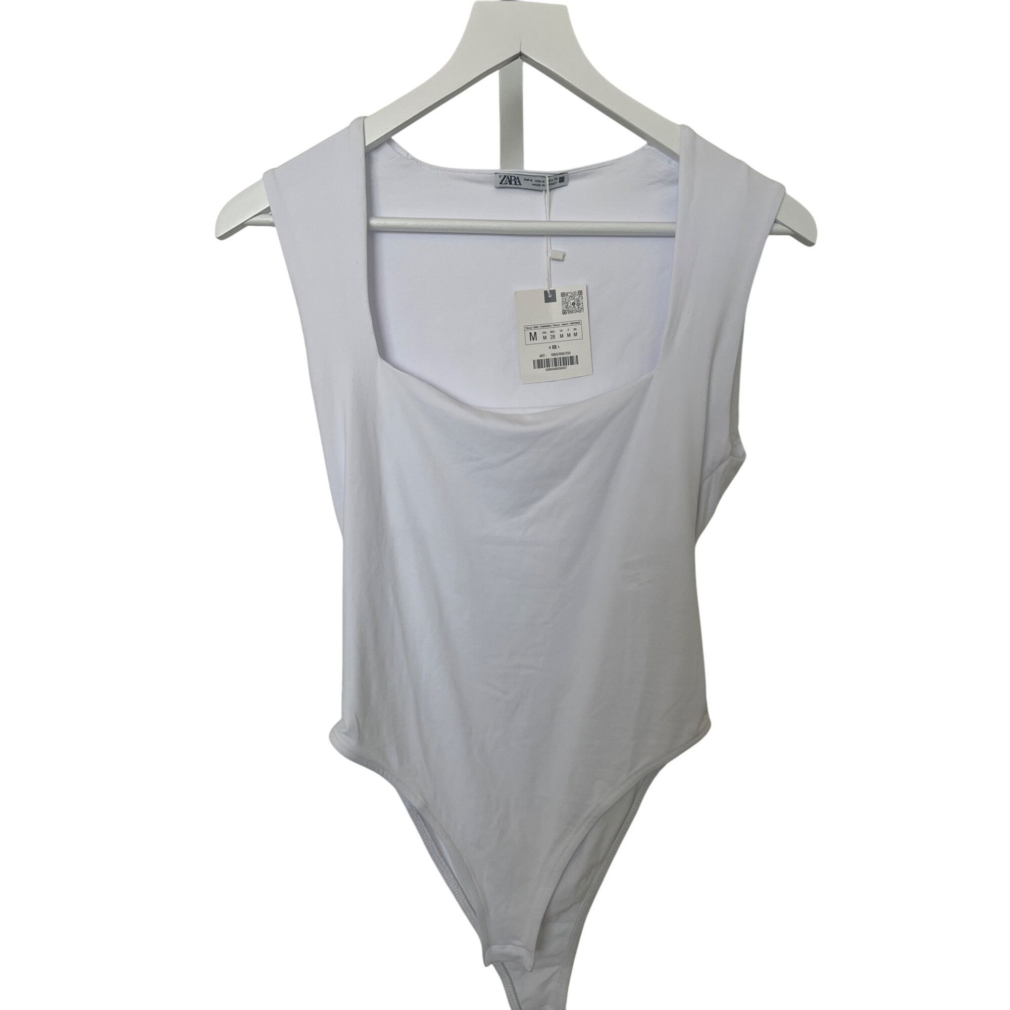 Zara Zara White Sleeveless Square Neck Bodysuit Size M / US 6-8 / IT 42-44 - 1 Thumbnail