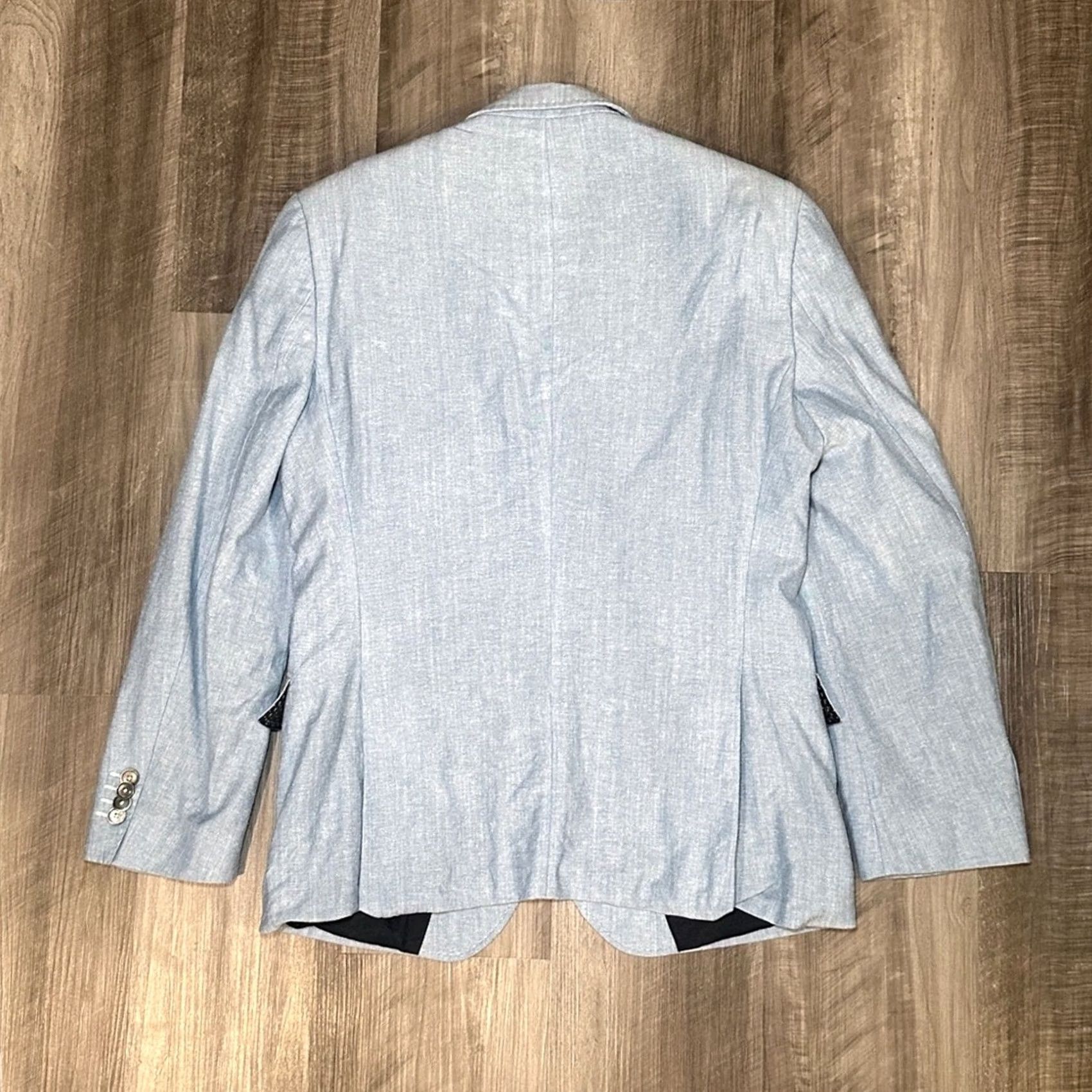 Vintage Boss Hutsons Cotton Wool Blazer Sport Jacket - 38S Mens Blazer, Blue, 2 Piece, Regular, Preowned Size 38R - 2 Thumbnail