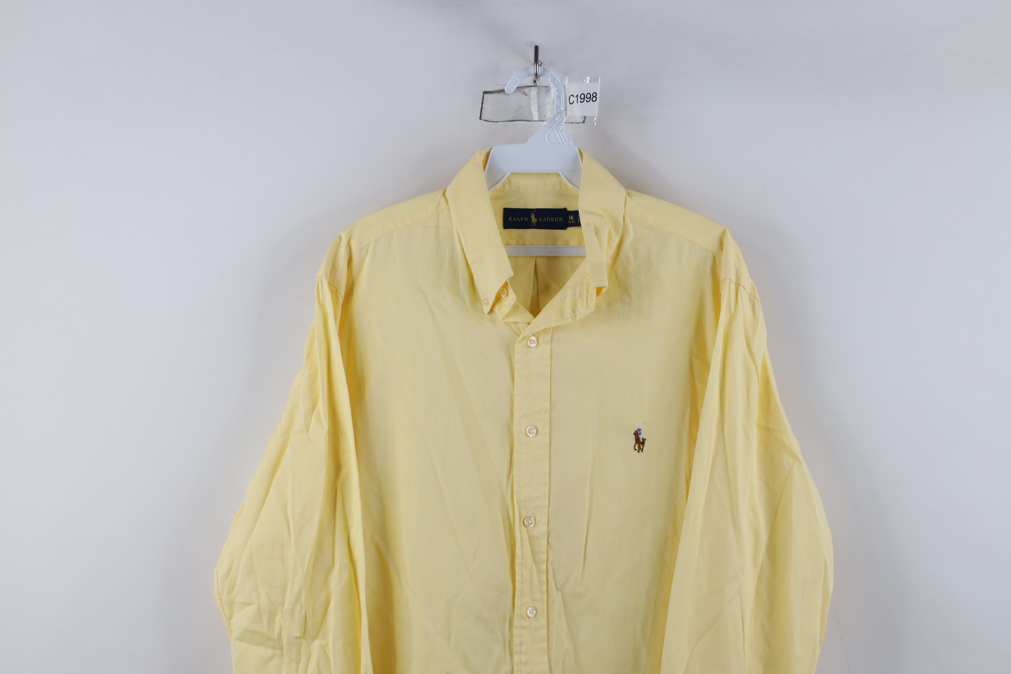 Ralph Lauren × Vintage Vintage Ralph Lauren Faded Collared Button Down Shirt Yellow Size US M / EU 48-50 / 2 - 2 Thumbnail