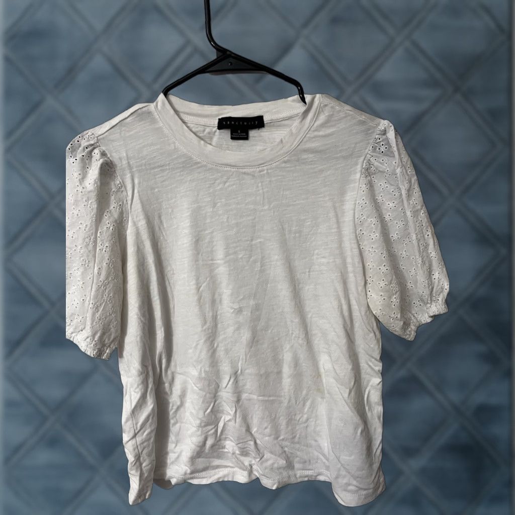 Sanctuary VINTAGE Sanctuary White Cotton Short Sleeve Top Shirt Size Small Women Size S / US 4 / IT 40 - 1 Thumbnail