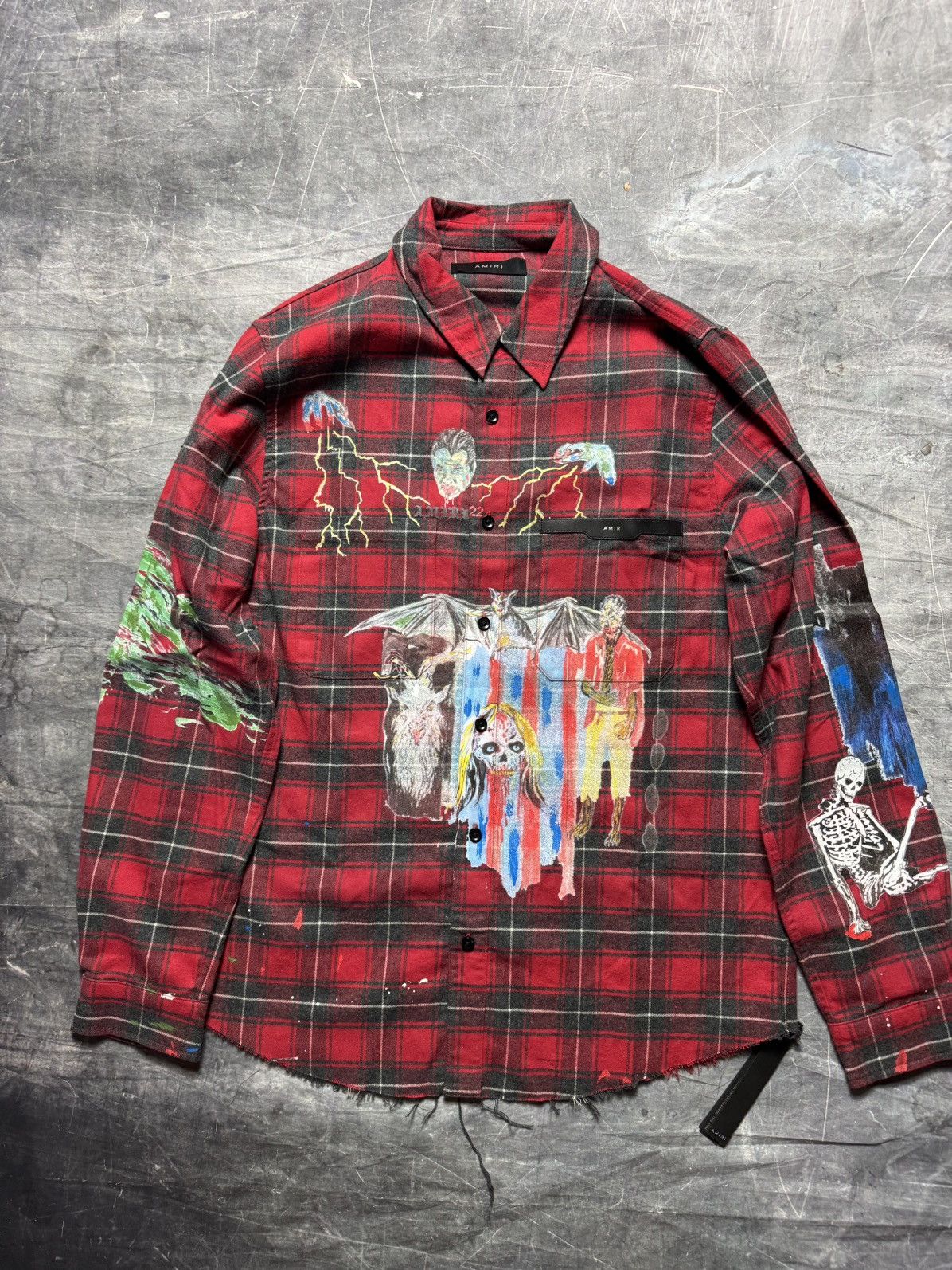 Amiri Wes Lang Button Up Shirt in Red
