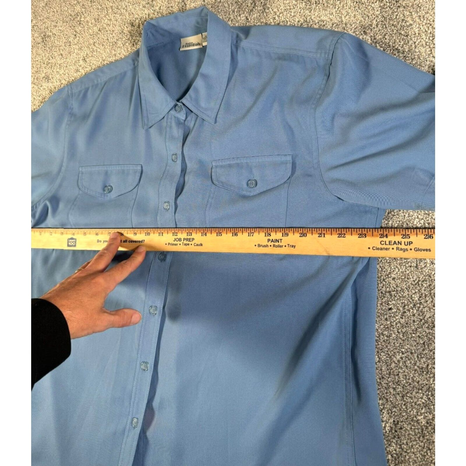 Essentials VINTAGE Modern Essentials Shirt Womens XL 90s Minimalist Office Academia Pockets Blue Button-Up Short Sleeve Size XL / US 12-14 / IT 48-50 - 5 Thumbnail