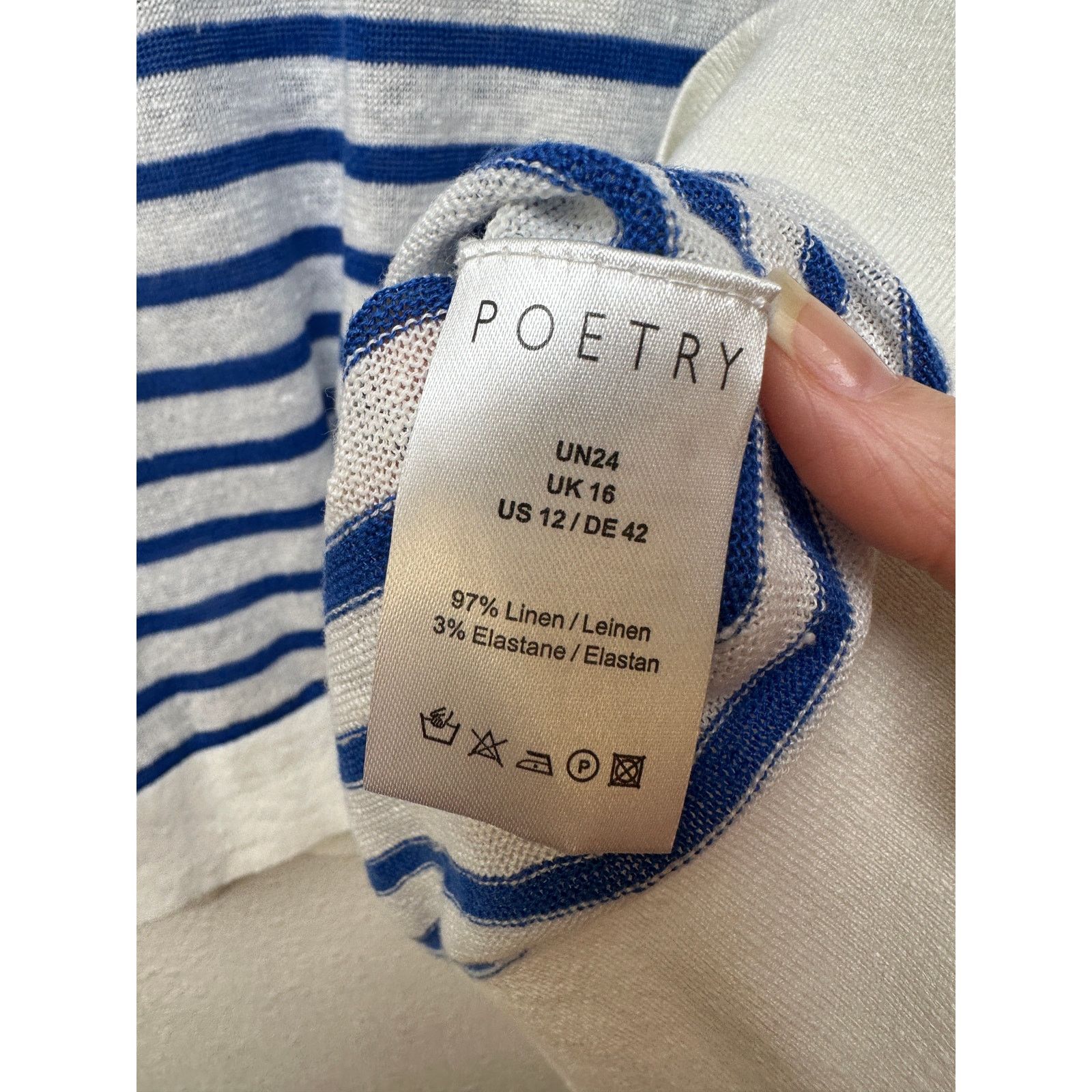 Other Poetry Ivory Blue Stripe Collared V-Neck Boxy Sweater US 12 Size XL / US 12-14 / IT 48-50 - 8 Thumbnail