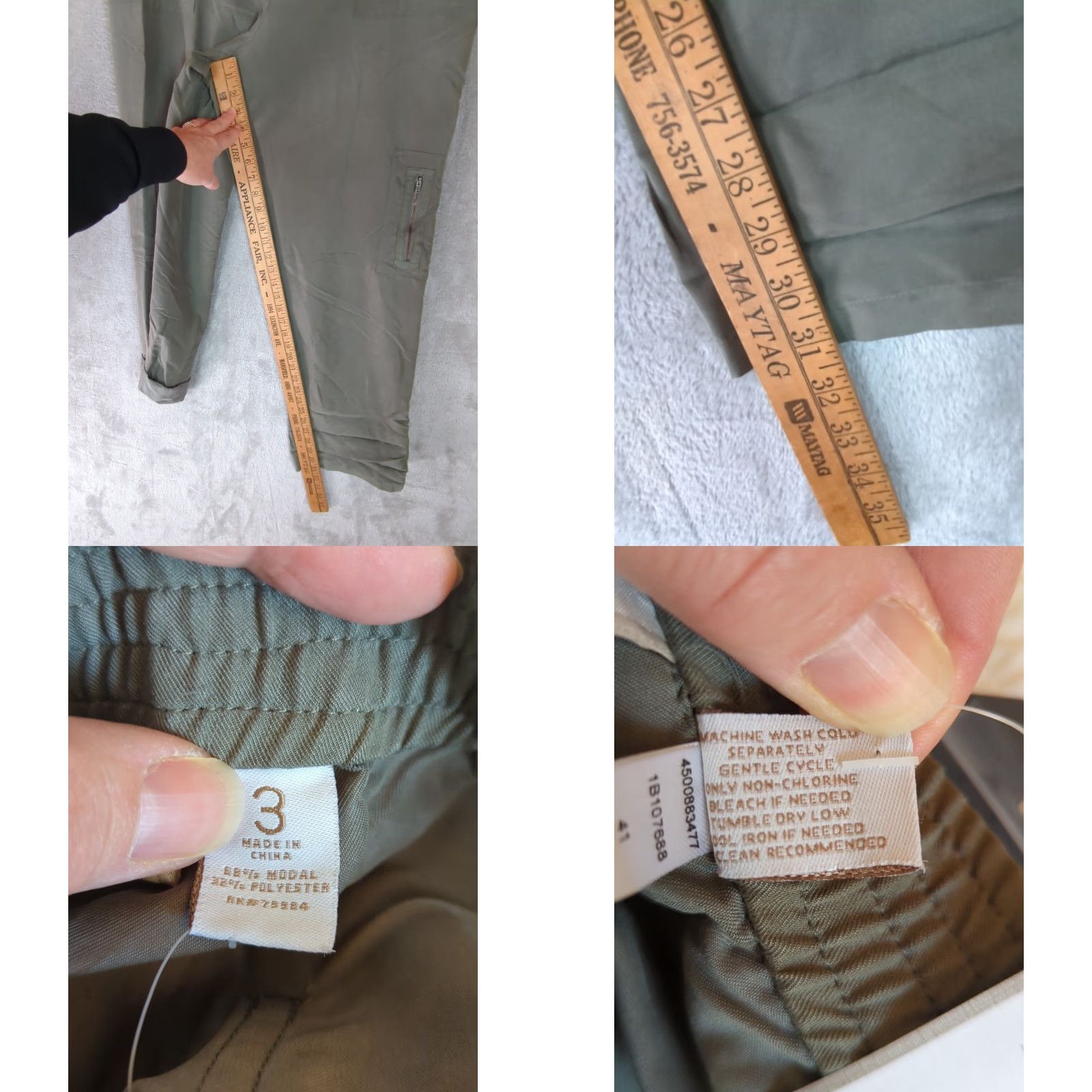 Vintage Chicos Cargo Utility Olive Green Roll Tab Crop Ankle Minimalist Pants 16 Regular Wide Leg? Size 38" / US 16 / IT 52 - 9 Thumbnail