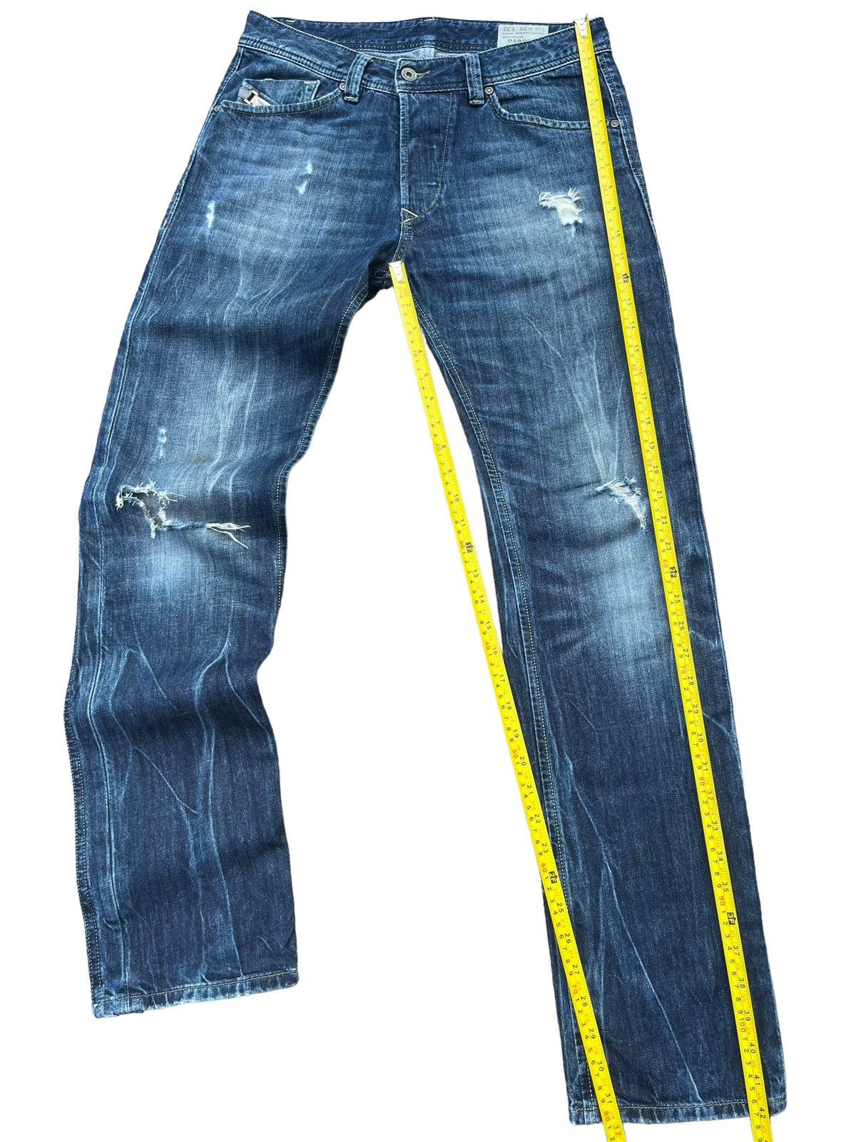 Diesel Vintage Diesel Destroy Buttonfly Blue Washed Straight Jeans Size US 31 - 14 Thumbnail