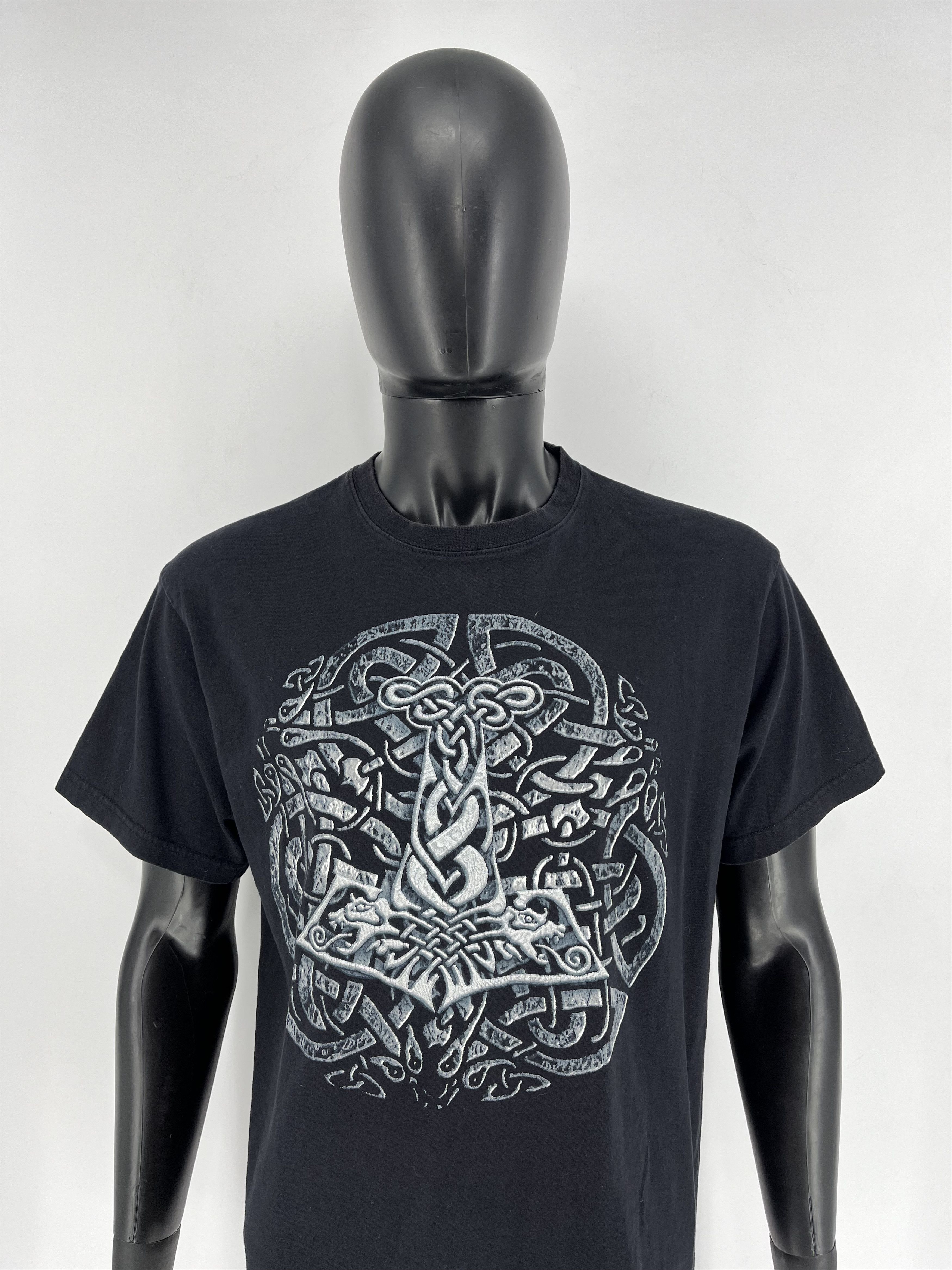 Vintage Vintage Y2k Washed AvantGarde Tribal Tee Streetwear Size US L / EU 52-54 / 3 - 1 Thumbnail