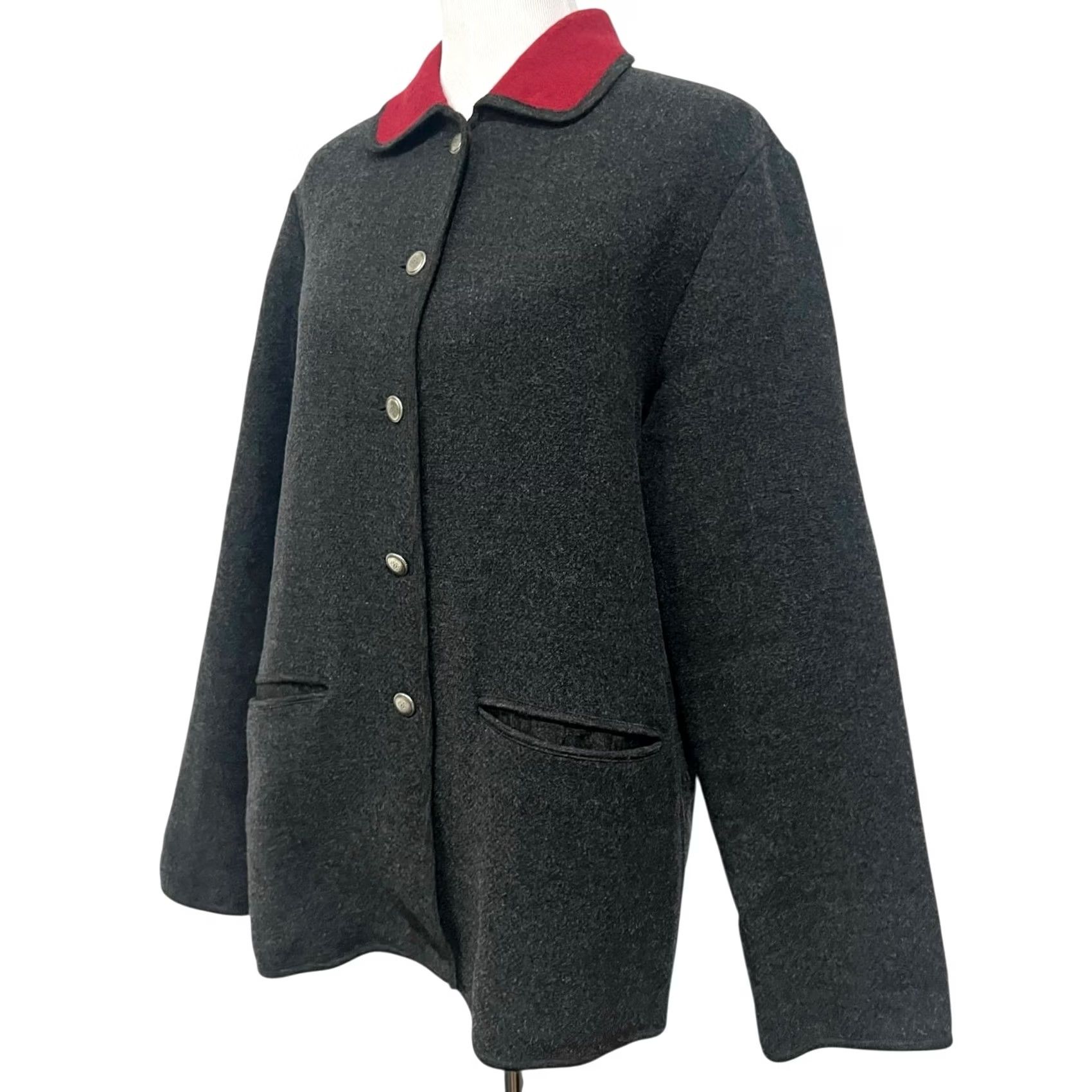 Talbots VINTAGE Talbots Wool Blend Jacket Women's Size S Gray Red Button Front Size S / US 4 / IT 40 - 3 Thumbnail
