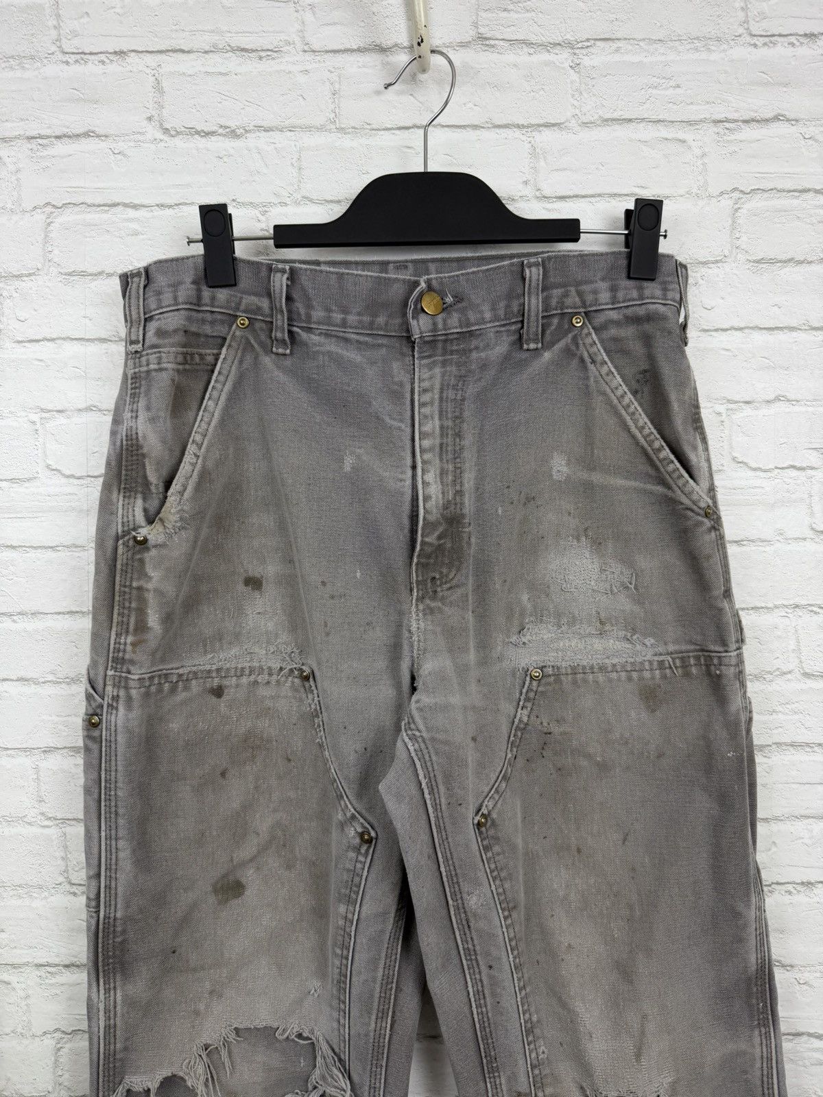 Carhartt (32x31) CRAZY THRASHED FADED Carhartt Double Knee Pants Size US 32 / EU 48 - 3 Thumbnail