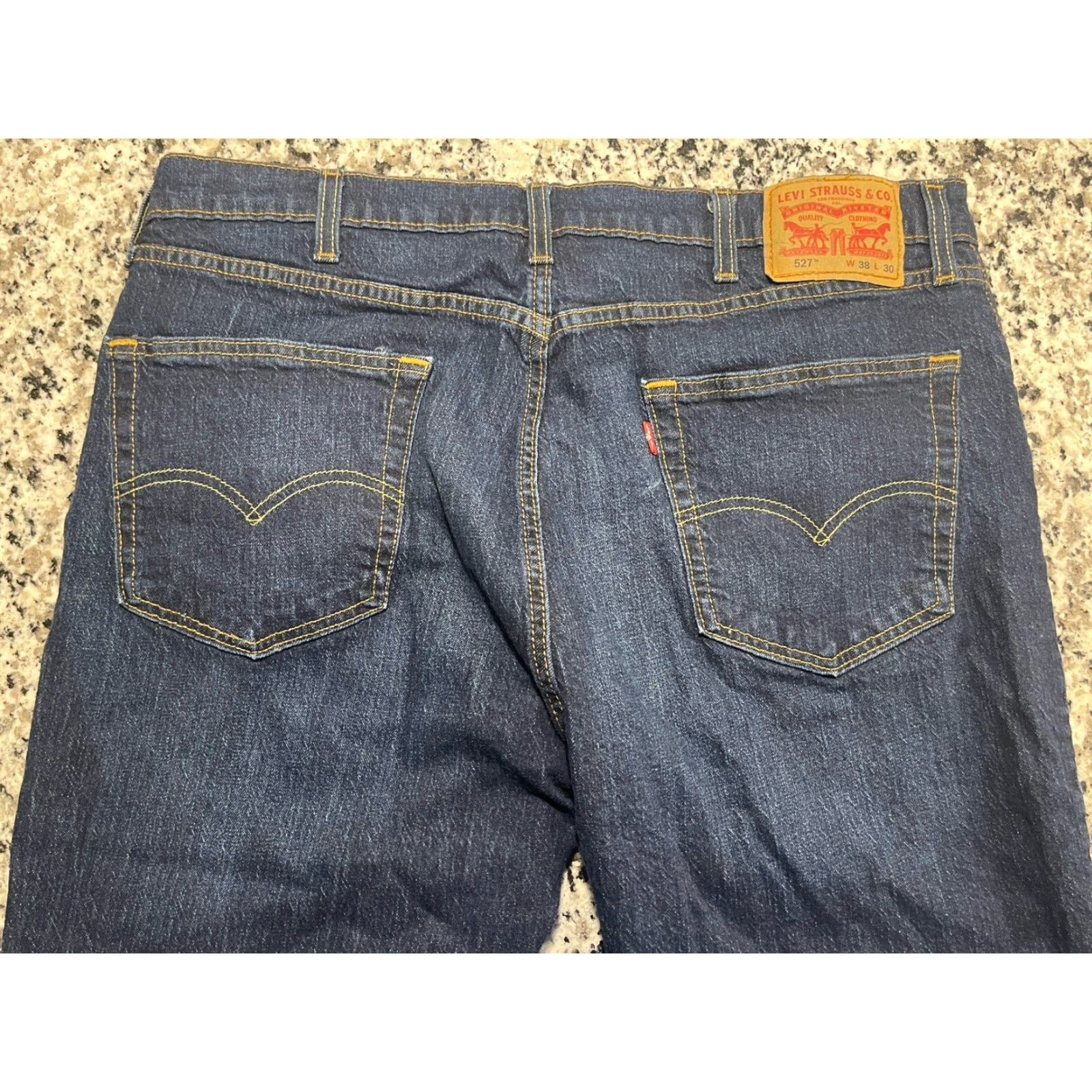 Levi's VINTAGE Levi's 527 Bootcut Jeans Mens 37x29.5 Blue Dark Wash Denim Stretch Cotton Classic Size US 37 - 5 Thumbnail